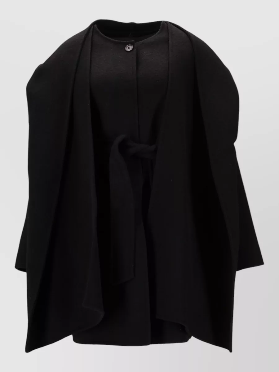 P.a.r.o.s.h Hooded Coat Belted Waist Draped Silhouette