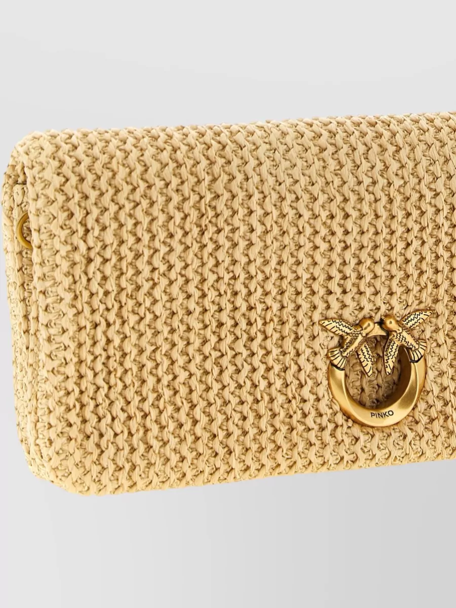 Pinko Love Bag Click Raffia Shoulder Bag