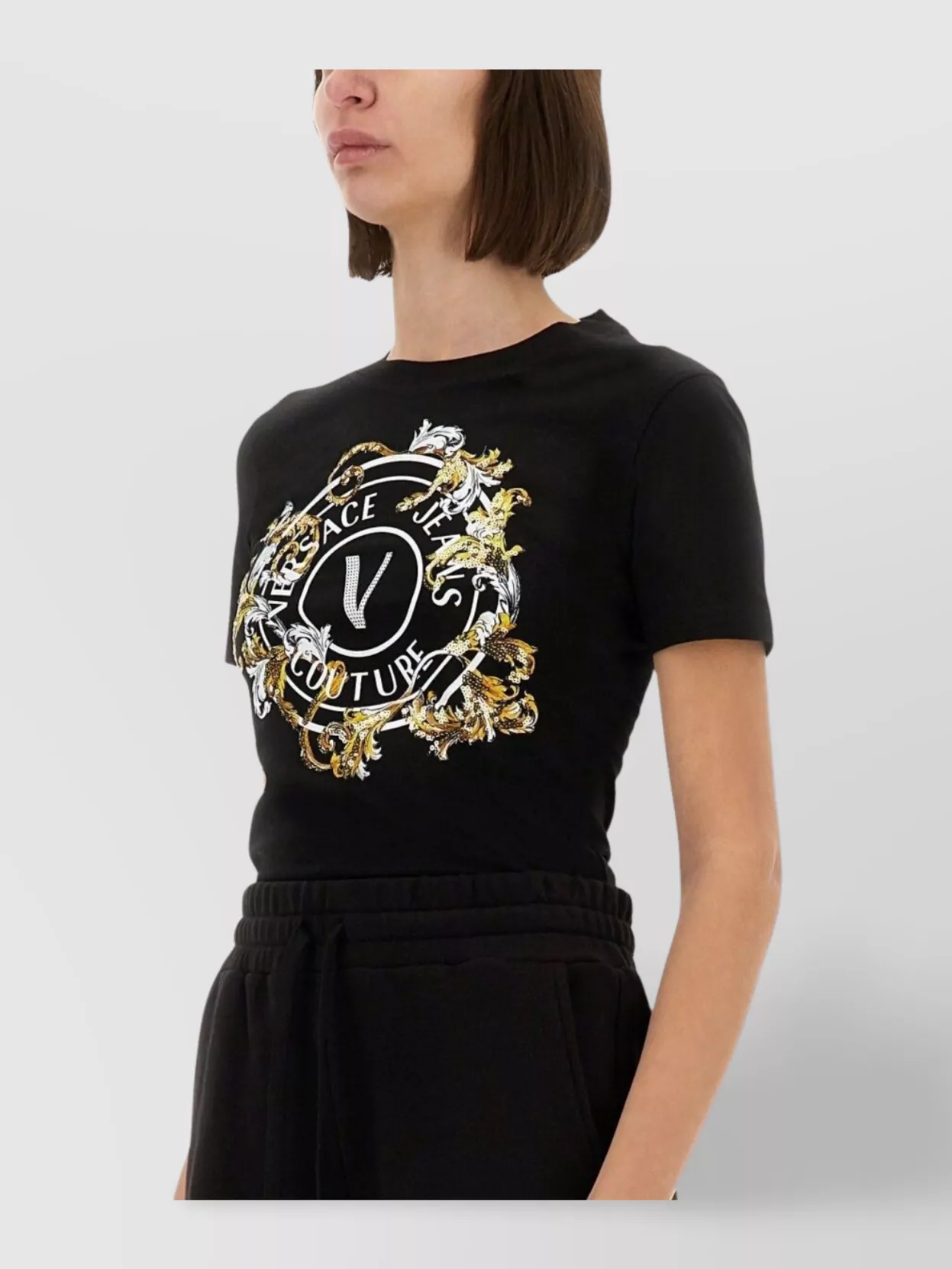 Shop Versace Jeans Couture Graphic Print Crew Neck Fitted T-shirt
