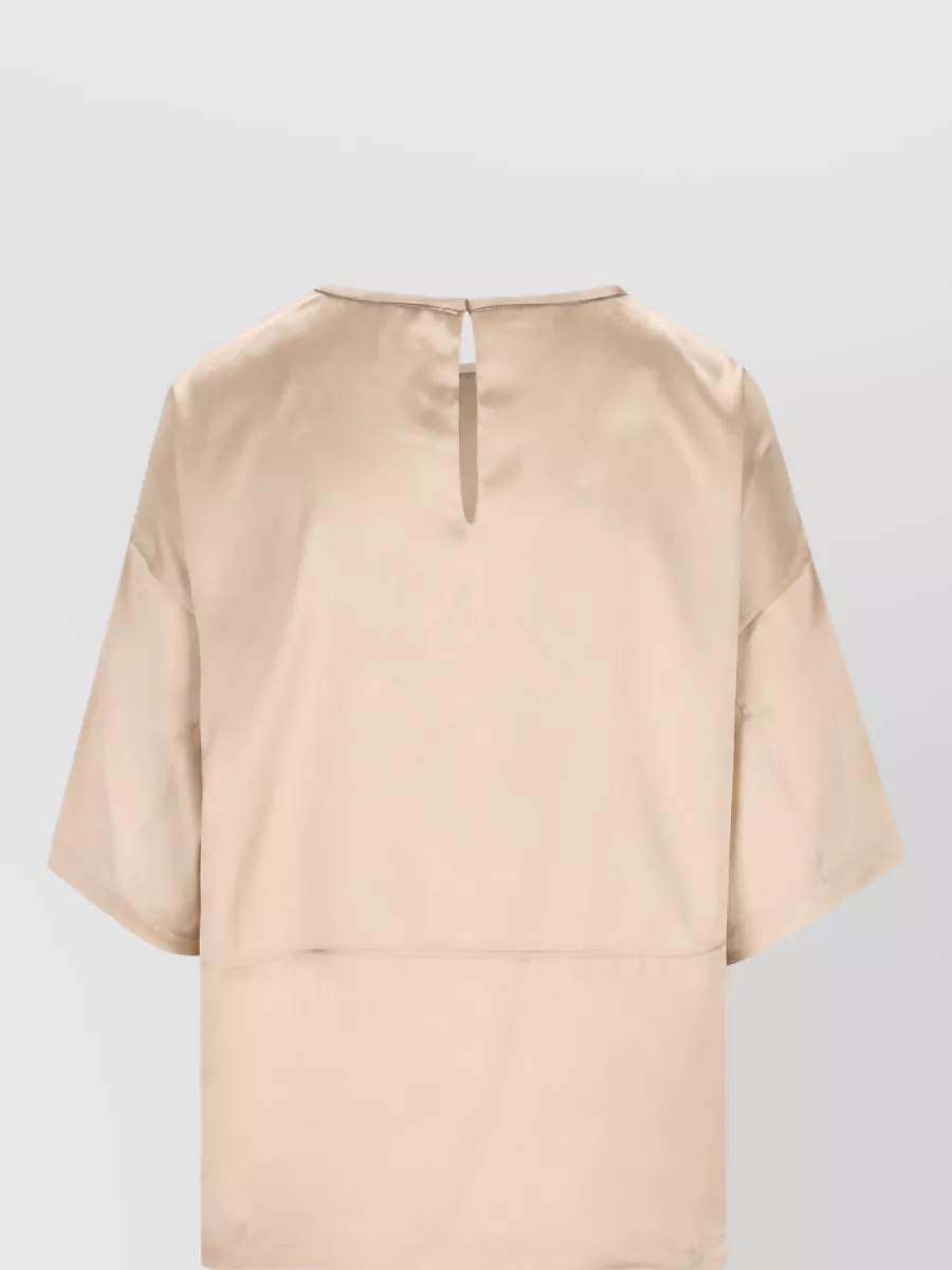 Brunello Cucinelli Silk 3/4-Sleeve Top