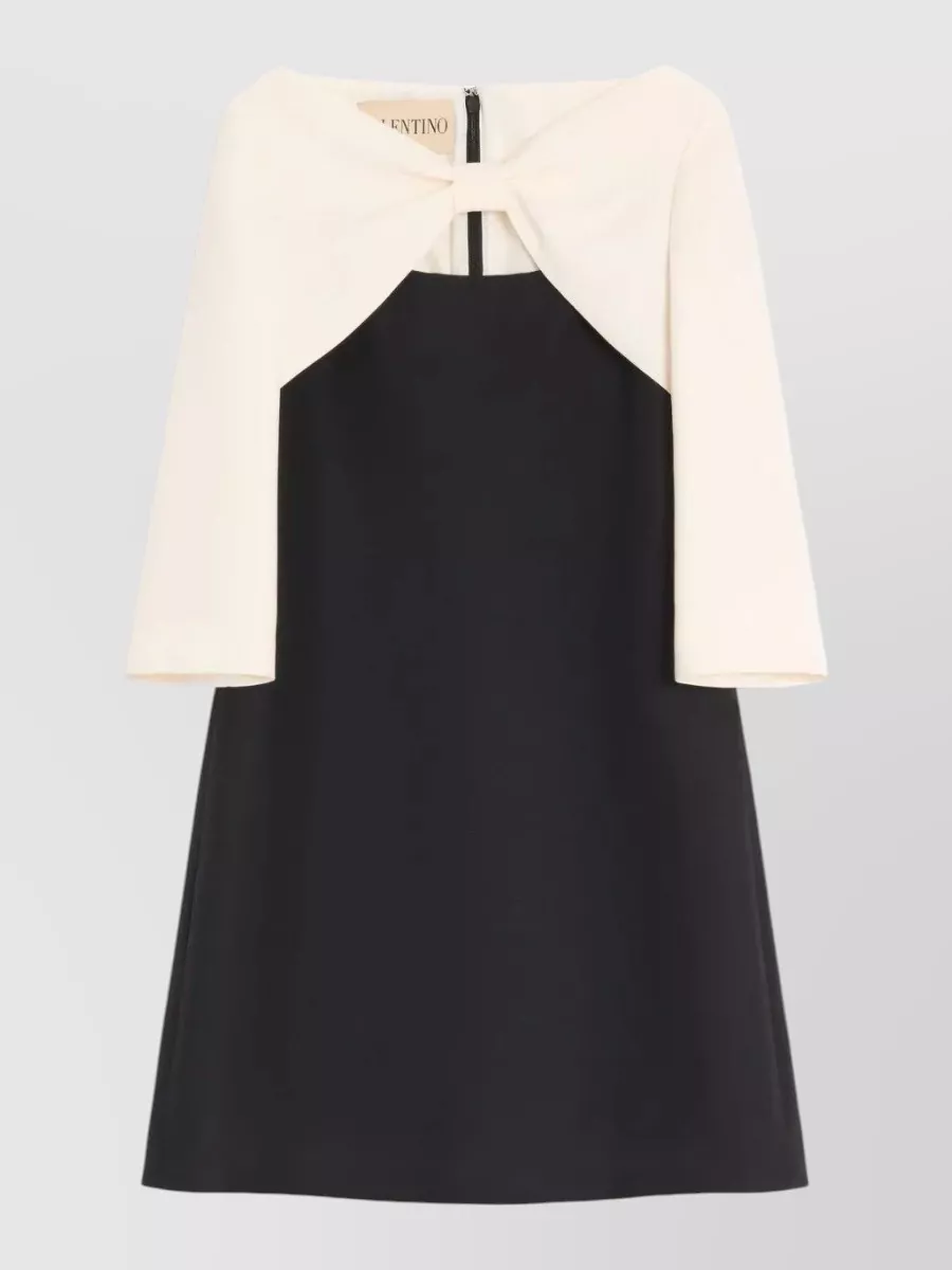 Valentino Short Dress With Bow And Two-tone Sleeves In Animal Print