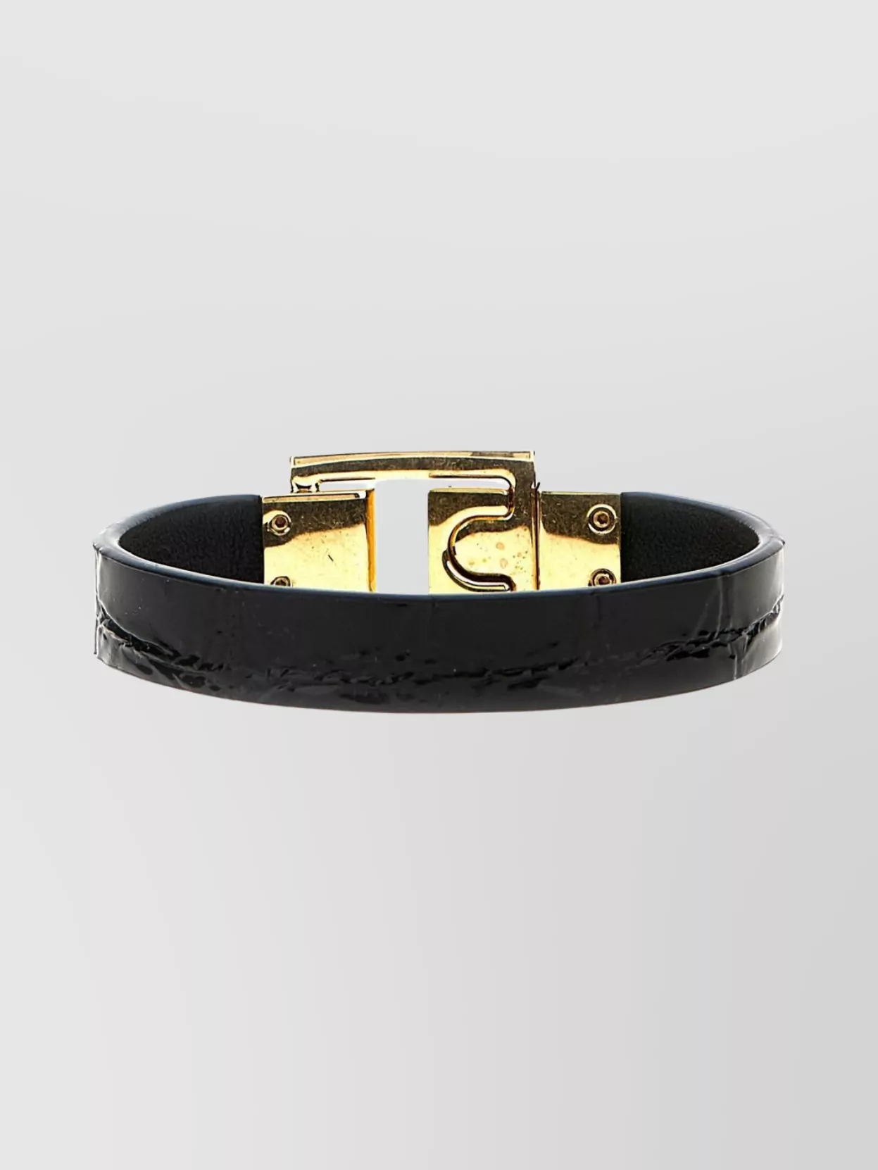 Saint Laurent 'square' Gold-tone Hardware Bracelet In Black