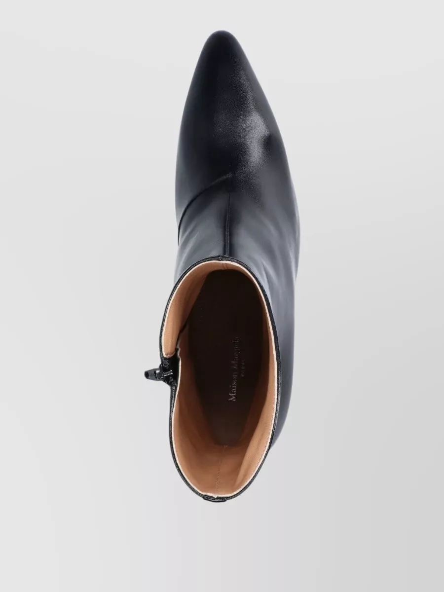 Maison Margiela Leather Glossy Pointed-Toe Wedge Ankle Boots