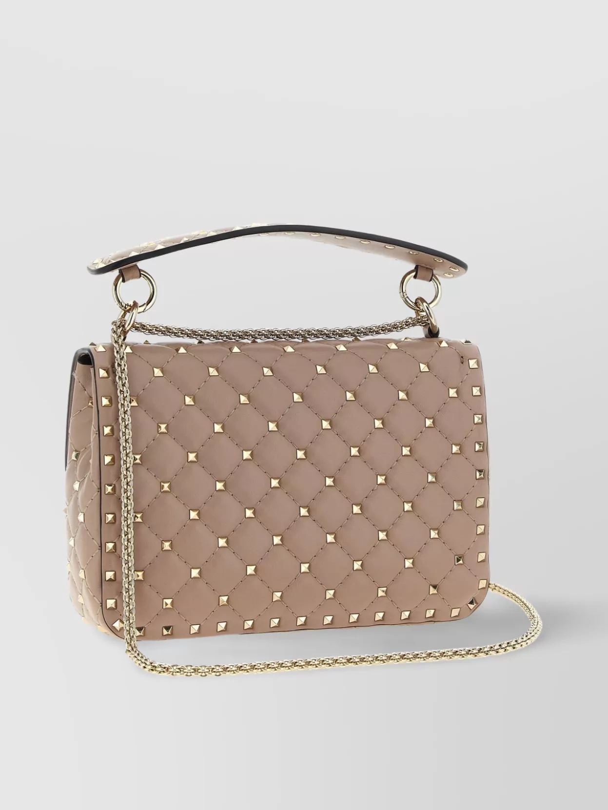 Valentino Quilted Studs Top Handle Chain Bag