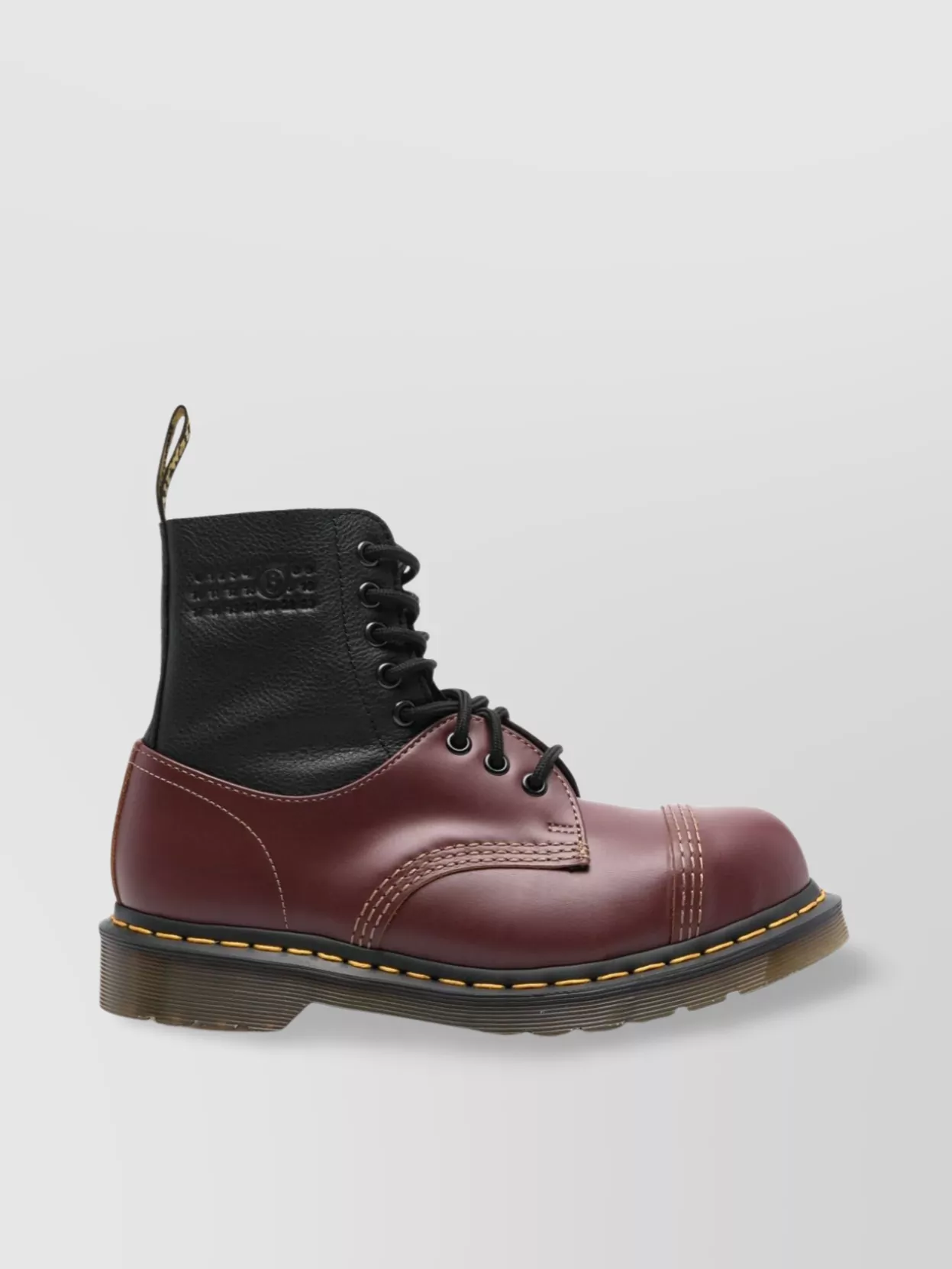 Mm6 Maison Margiela Panelled Leather Ankle Boots With Contrast Stitching