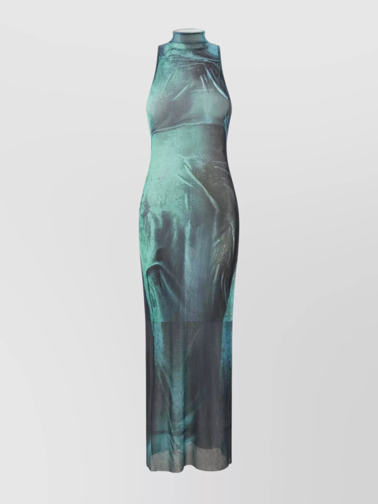 Jean Paul Gaultier Abstract Print High Neck Maxi Length Dress