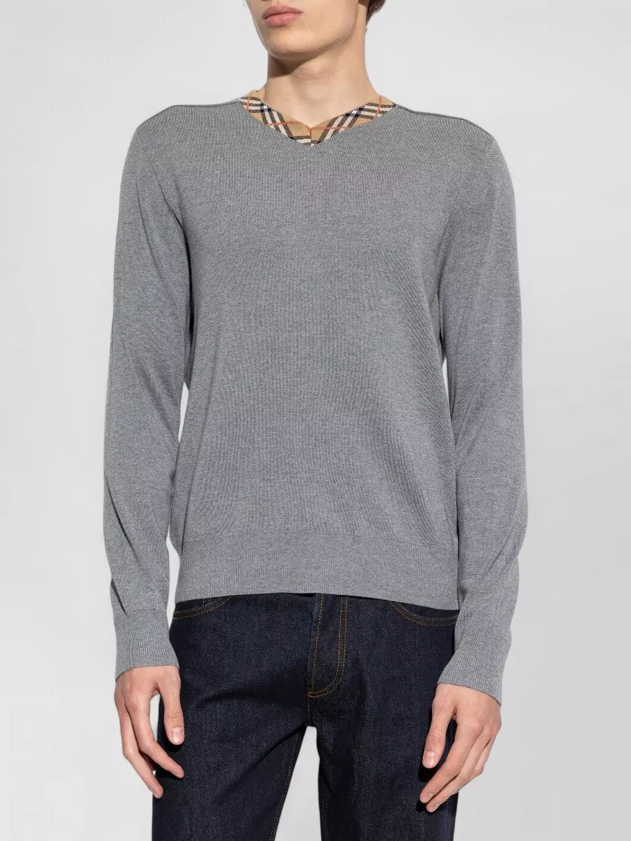 Burberry Wool V-Neck Ribbed Sweater
