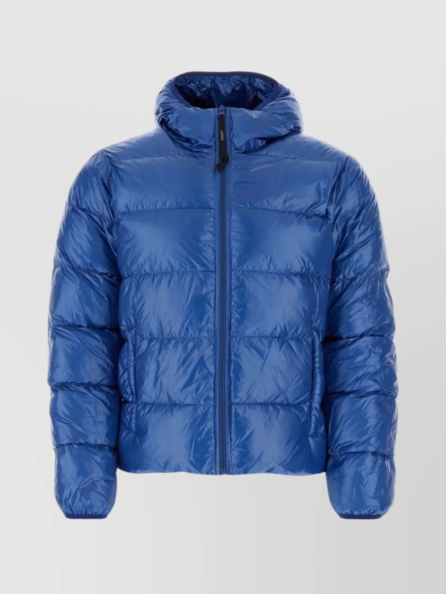 Shop Aspesi Nylon Down Jacket With Padded High Collar In Blue