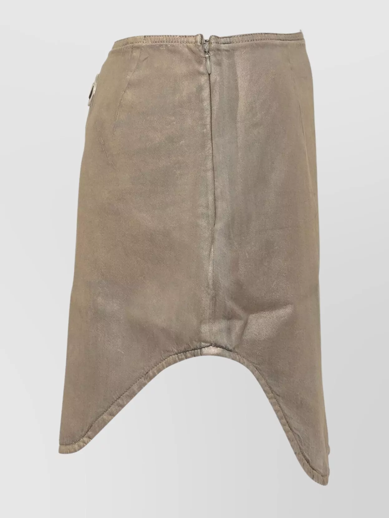 Diesel Midi Skirt With Asymmetrical Hem And Metallic Finish In Neutral