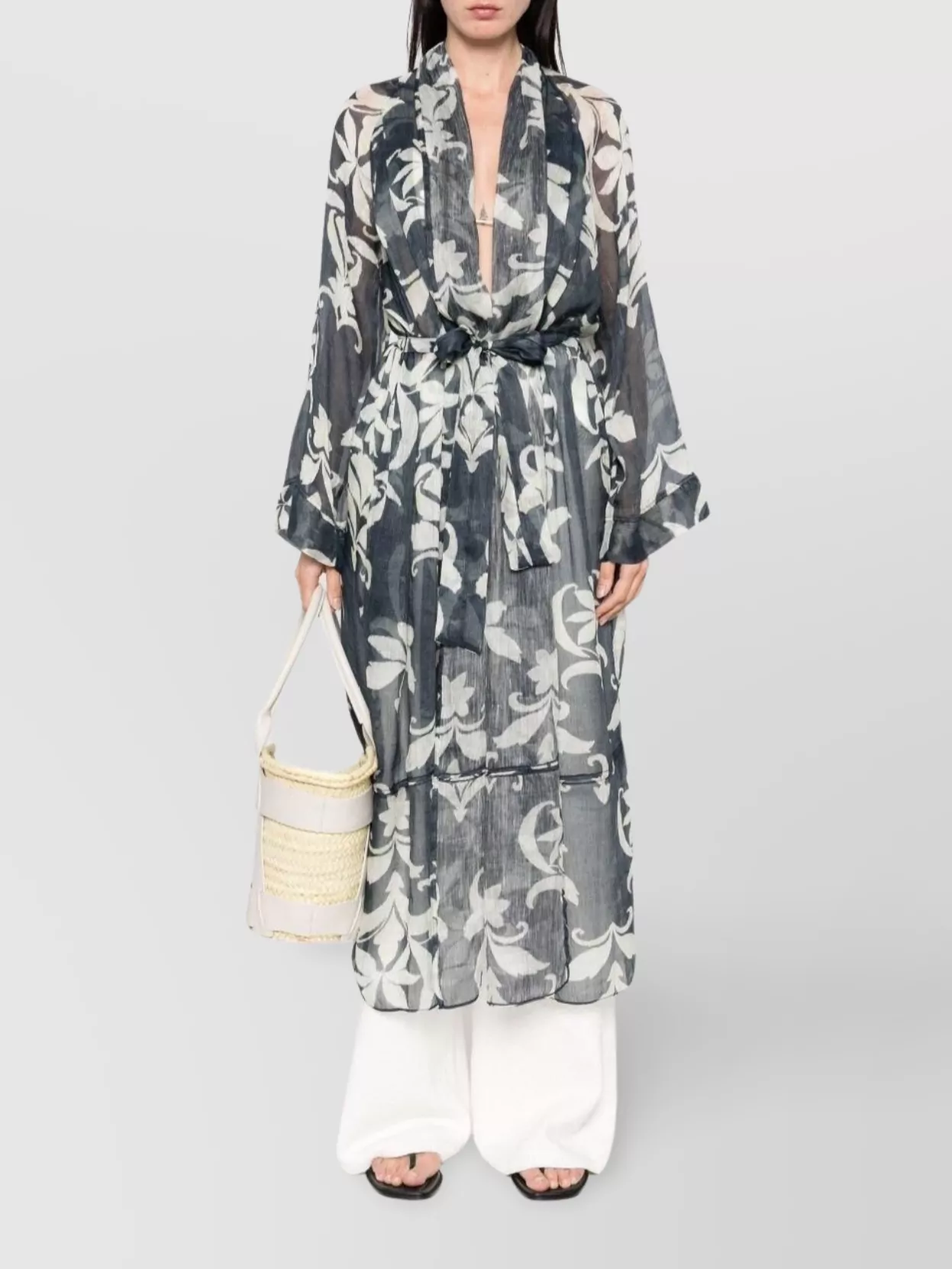 FORTE FORTE PRINTED LINEN AND SILK GOWN