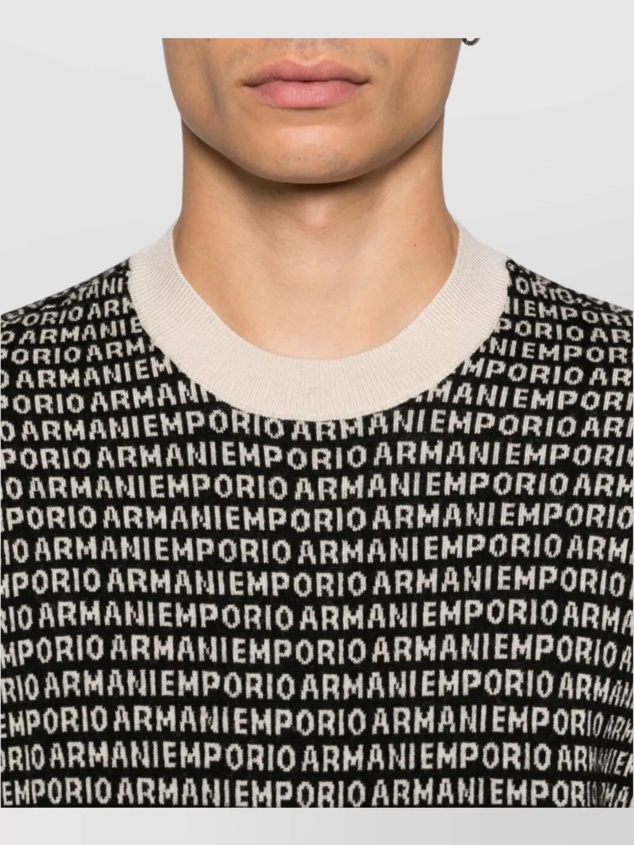 Emporio Armani Wool Crewneck Jumper With Ribbed Cuffs And Hem
