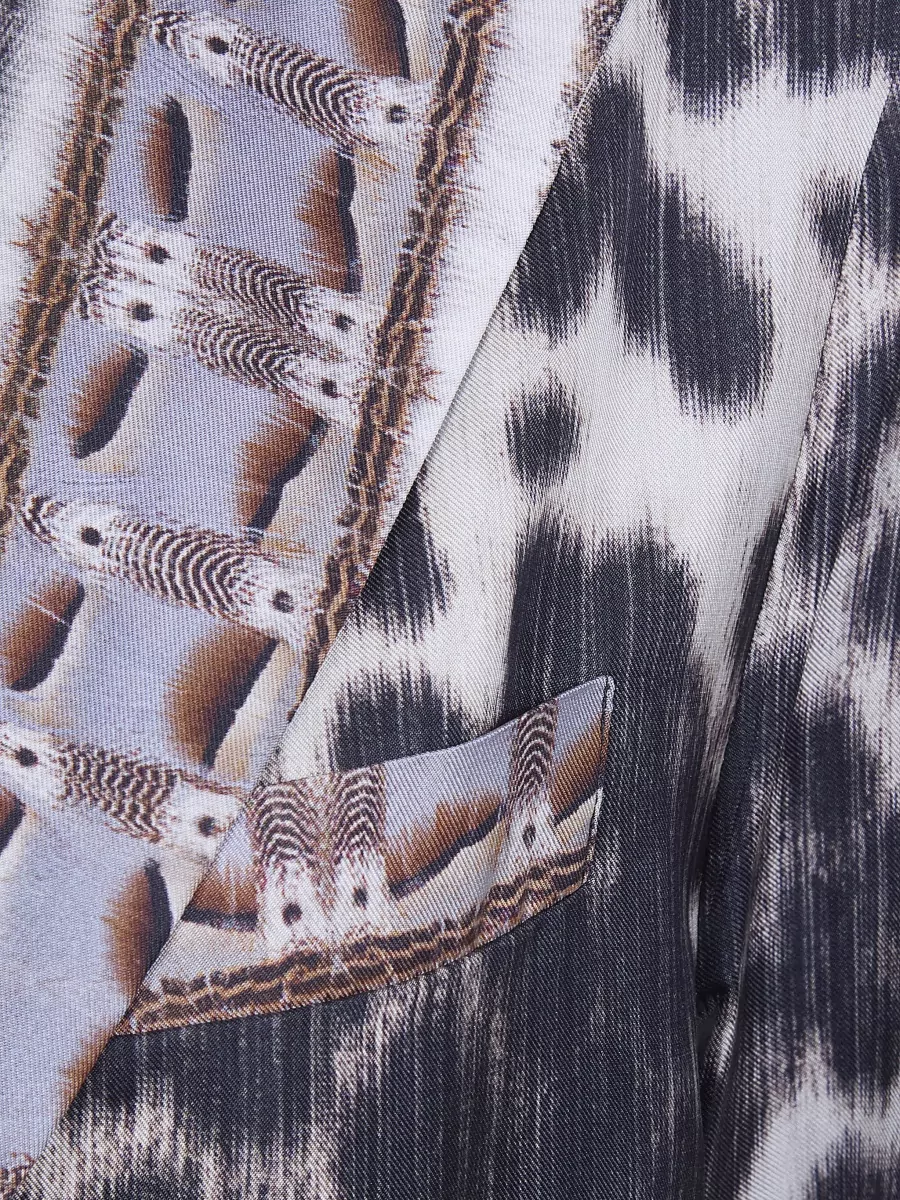 Pierre Louise Mascia Cialda Coat Animal Print Lapel Pockets Long