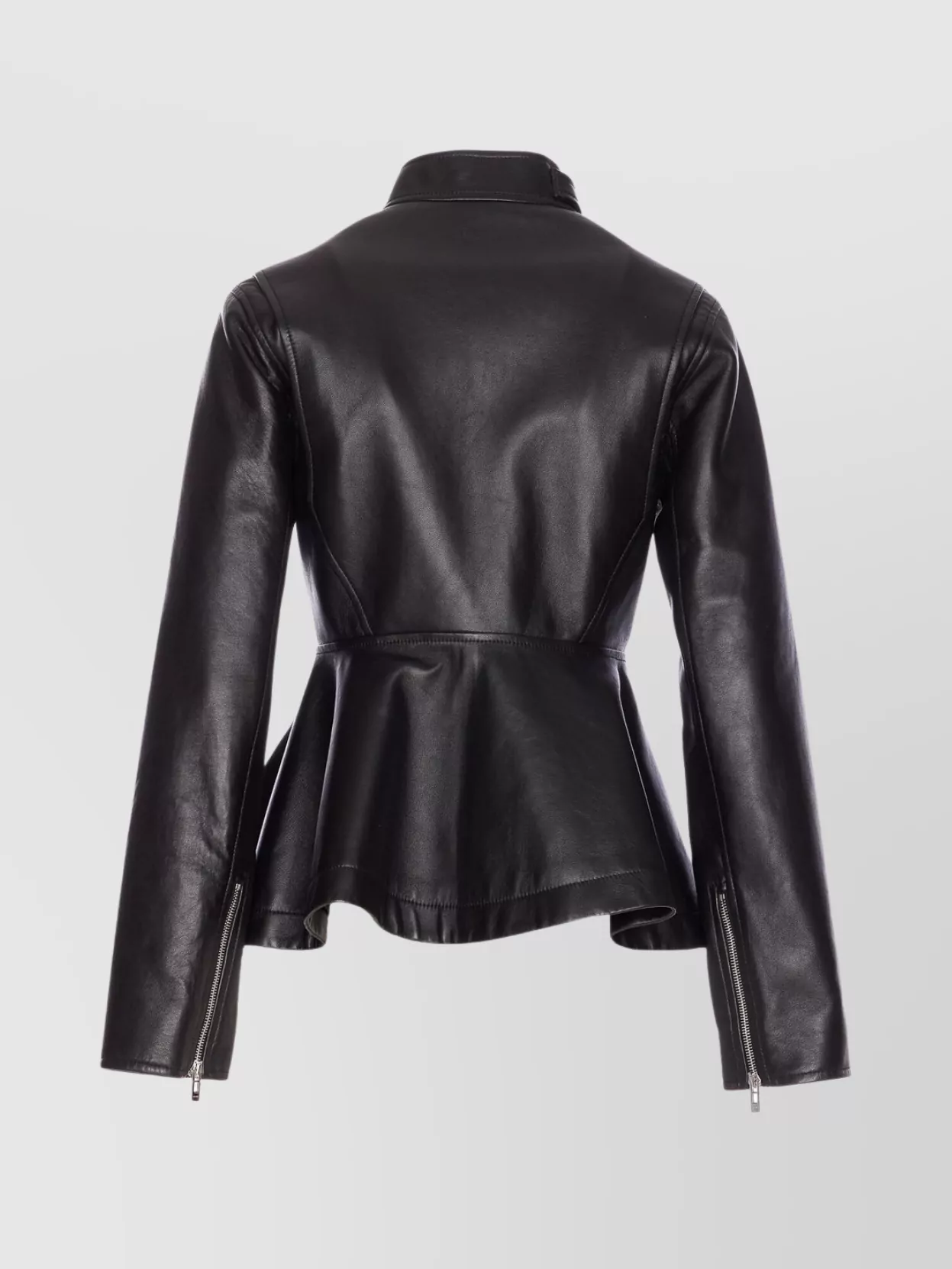 Alaïa Leather Jacket Collar Detail In Black
