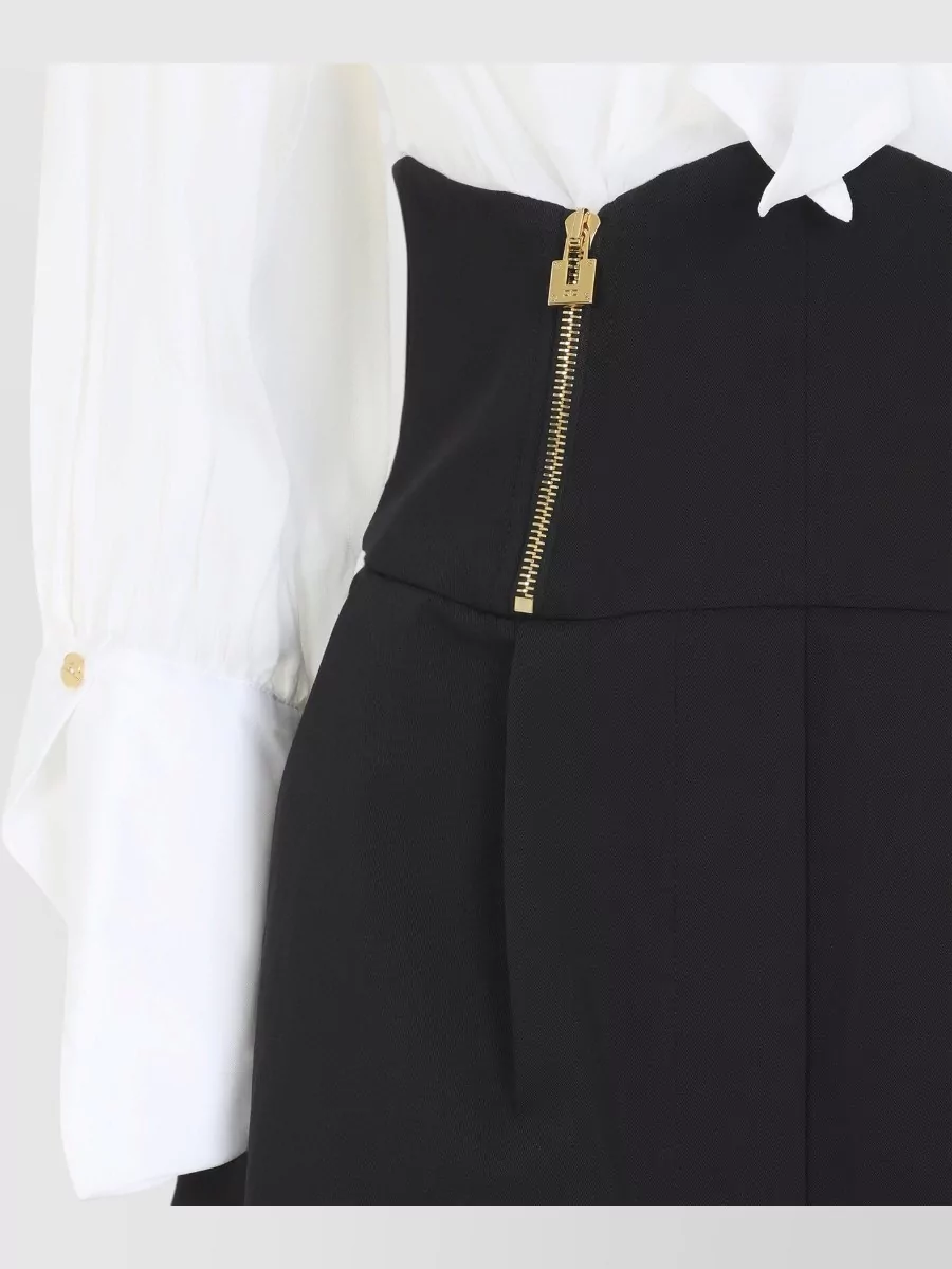 Elisabetta Franchi Draped Bow Neckline Long-Sleeve Playsuit