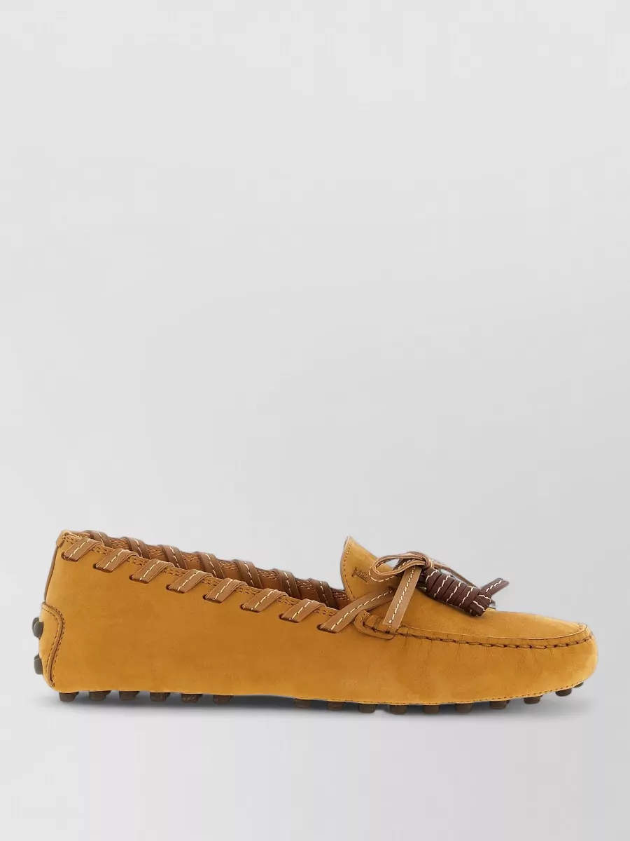 Tod's Moccasin Loafers Tassels Bow Rubber Sole