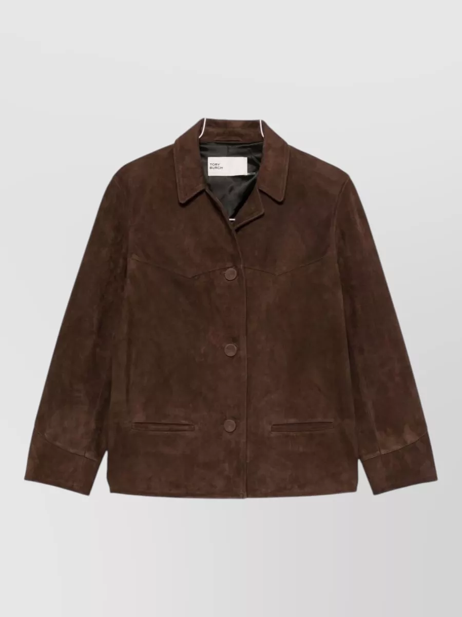 Tory Burch suede single breasted coat