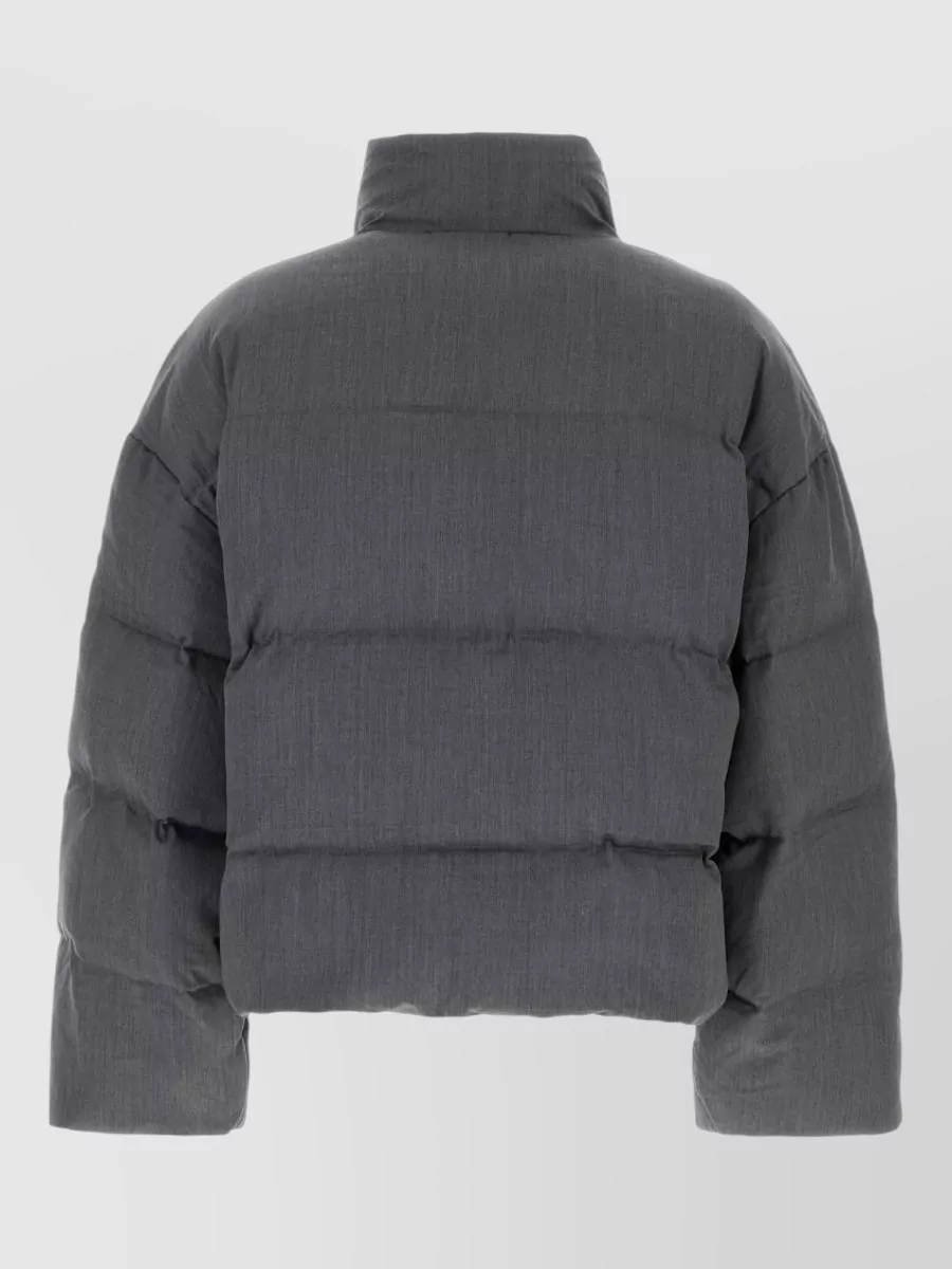 Entire Studios Wool Down Jacket High Collar Quilted In Gray