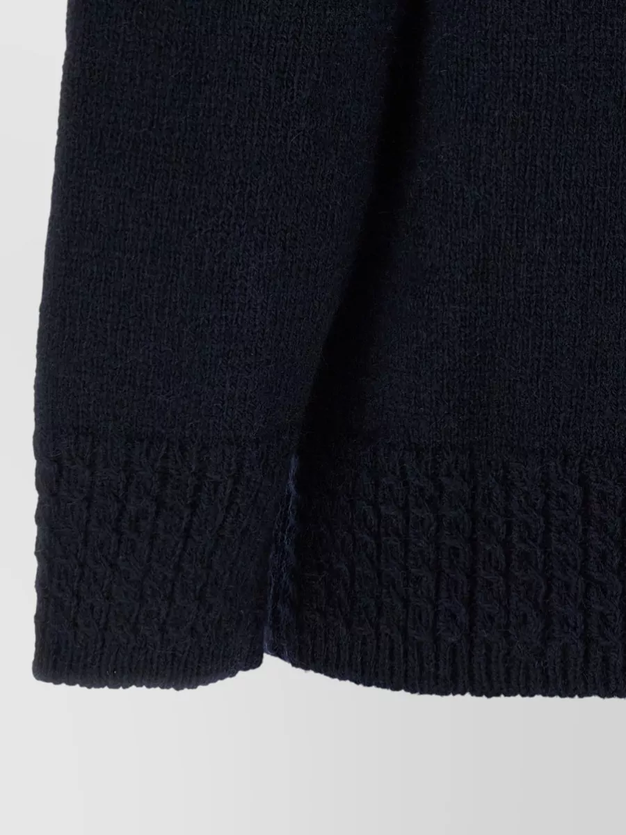 Thom Browne Wool Mohair Pointelle Knit Polo Cardigan