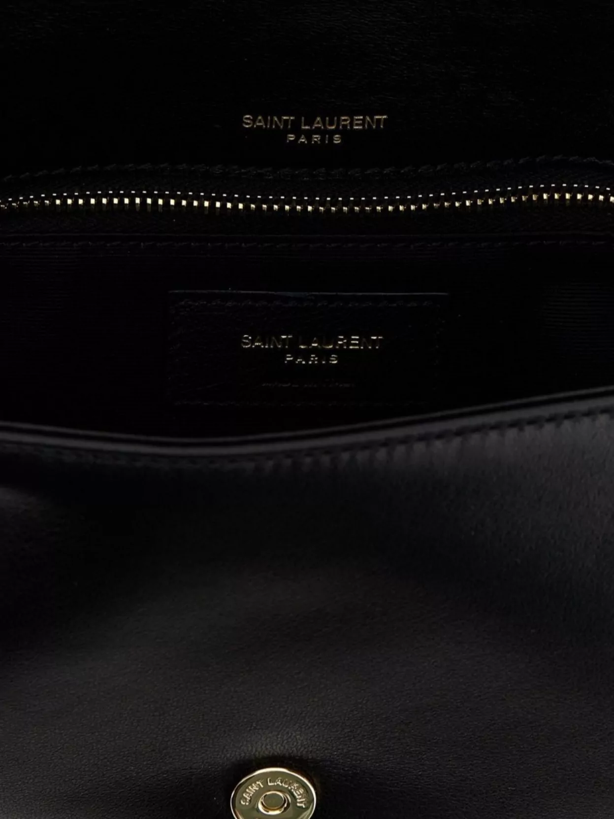 Saint Laurent Chain Strap Shoulder Bag With Chevron Design In Black