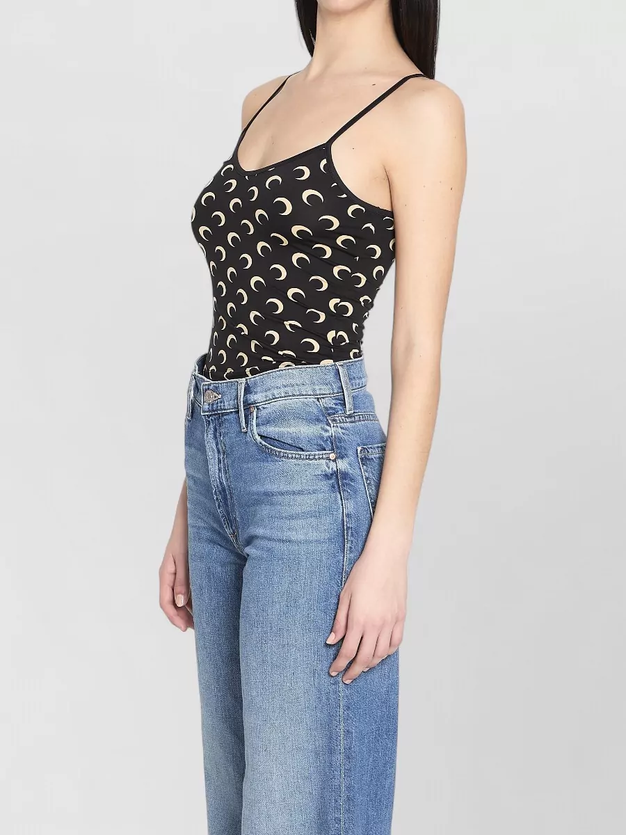 Marine Serre Printed Cropped V-Neck Slim-Fit Tank Top