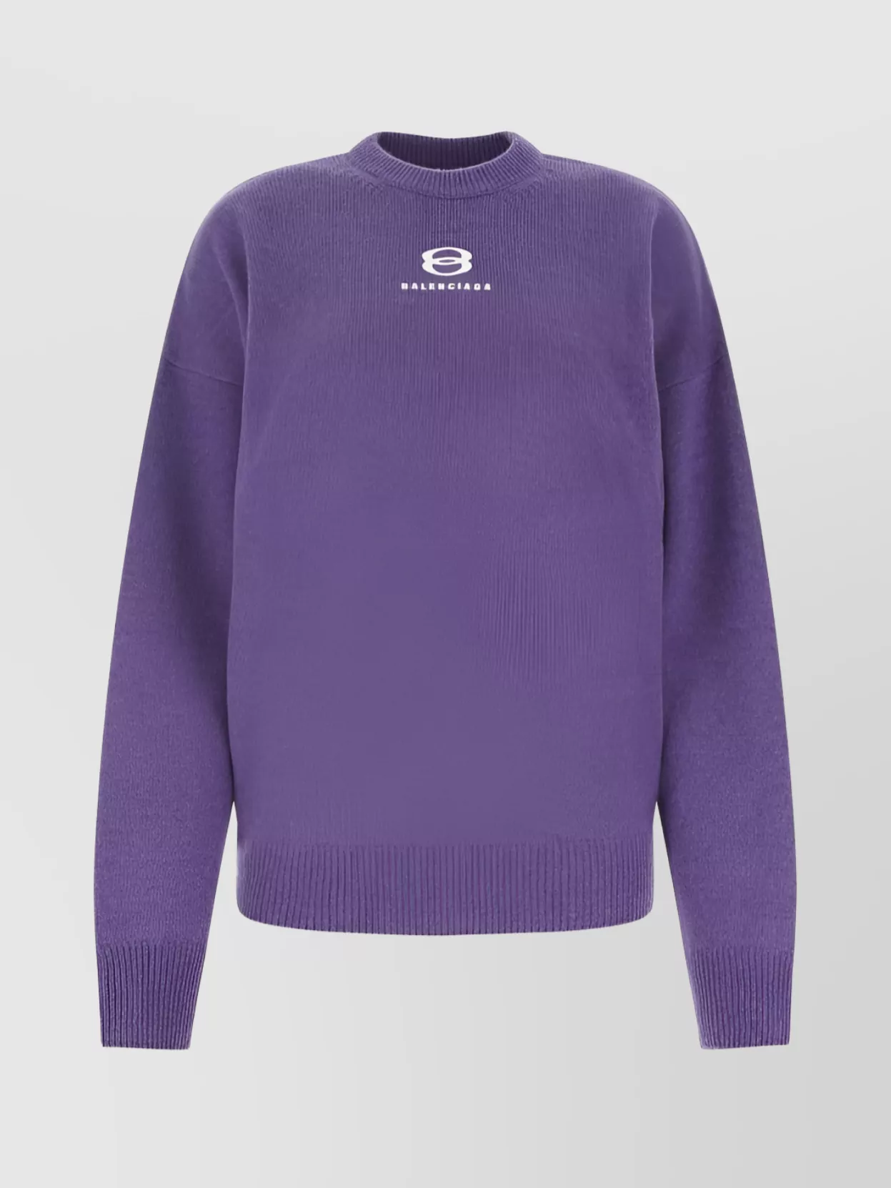 Shop Balenciaga Versatile Ribbed Crew Neck Sweater In Purple