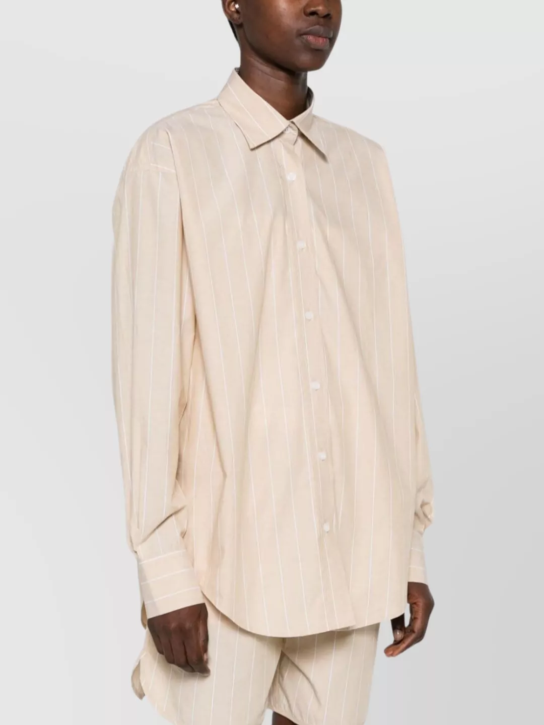 Filippa K Striped Organic Cotton Shirt With Drop Shoulder