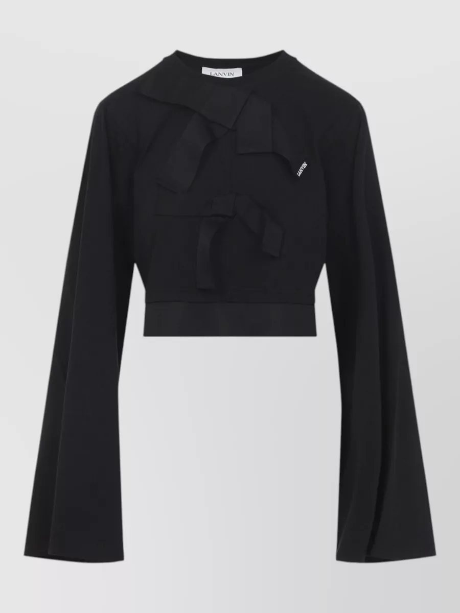 Lanvin silk cotton grosgrain cropped long-sleeve top