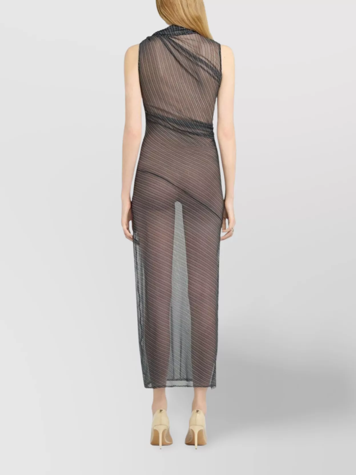Shop Courrèges Knee Length Dress With Asymmetric Neckline
