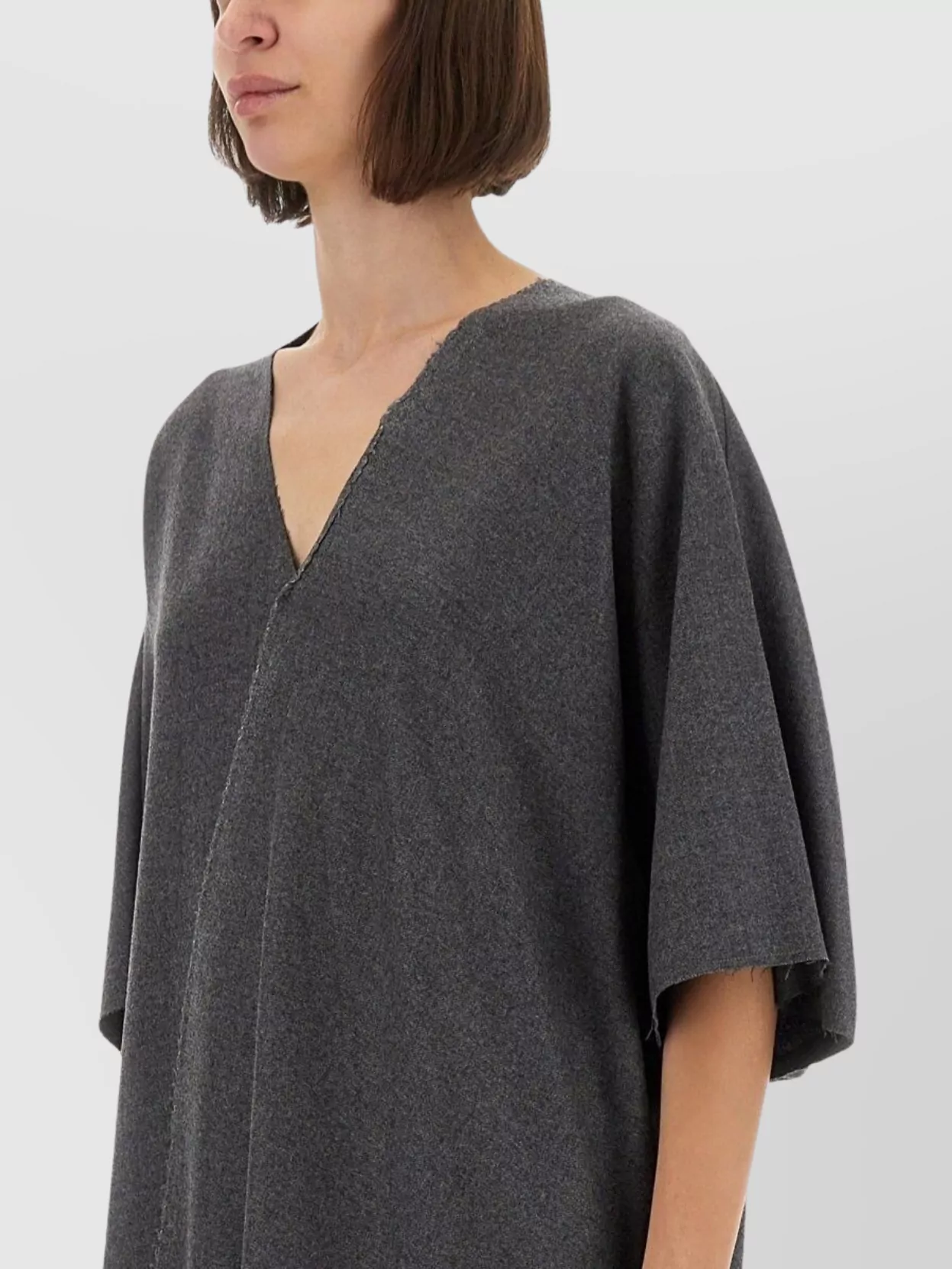 Mm6 Maison Margiela V-Neckline Midi Dress Asymmetric Seam