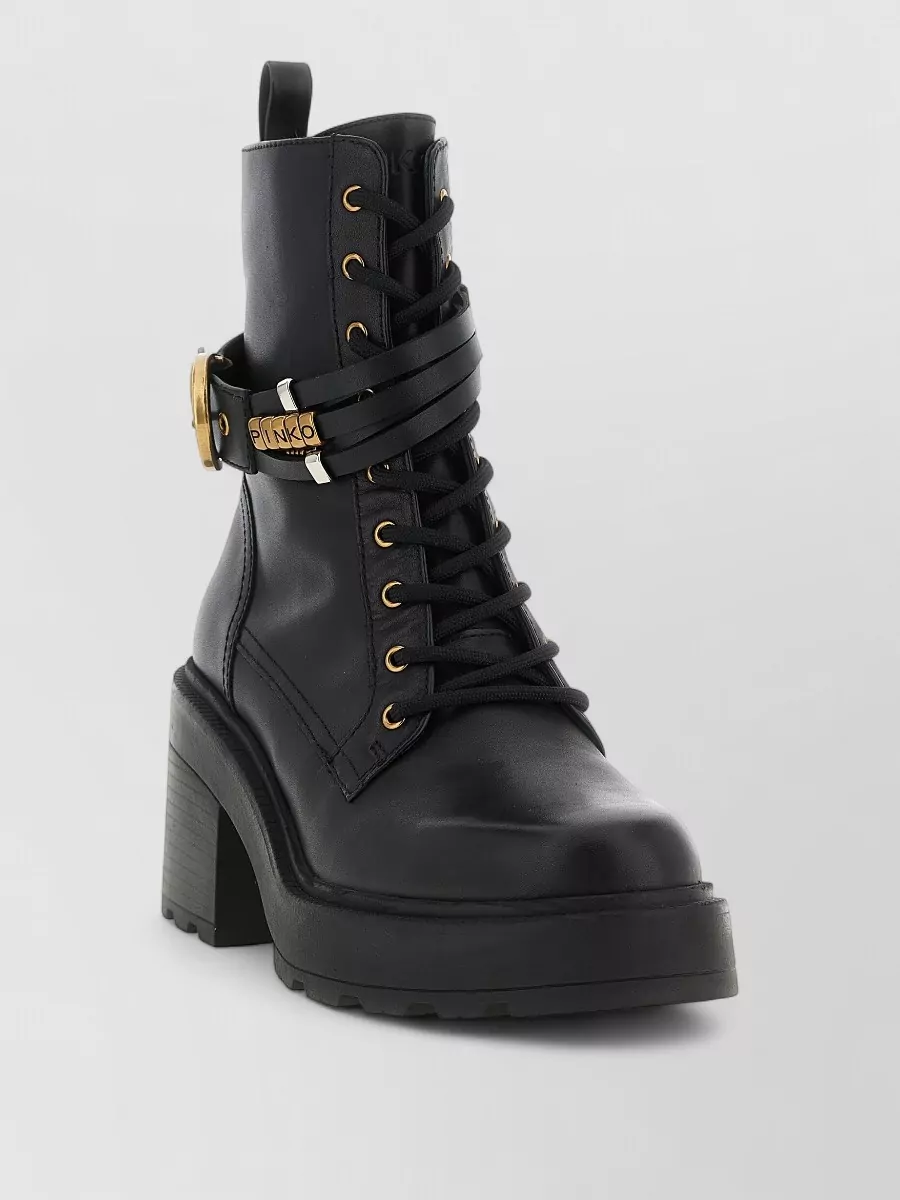 Pinko leather lace-up ankle boots