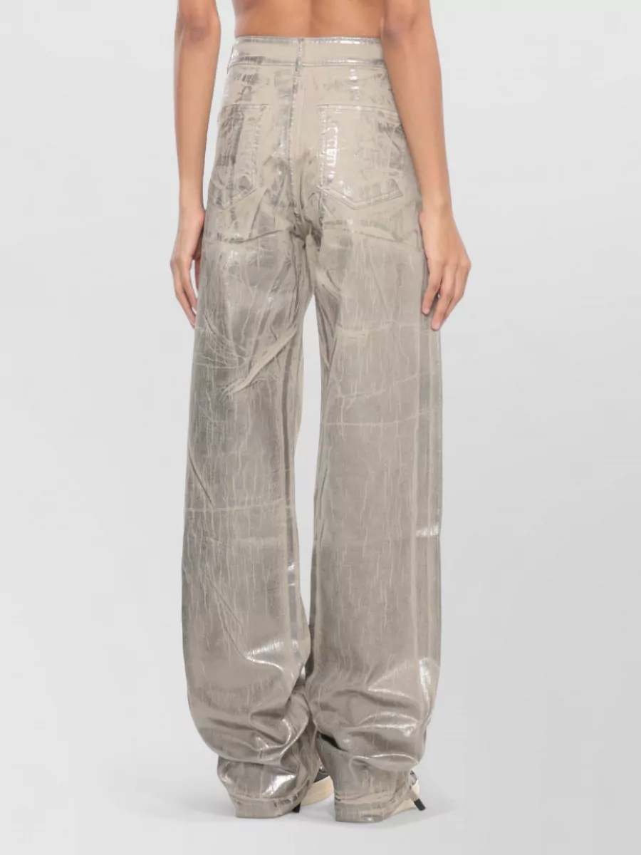 Rick Owens Drkshdw High Waist Wide Leg Cotton Jeans Trousers