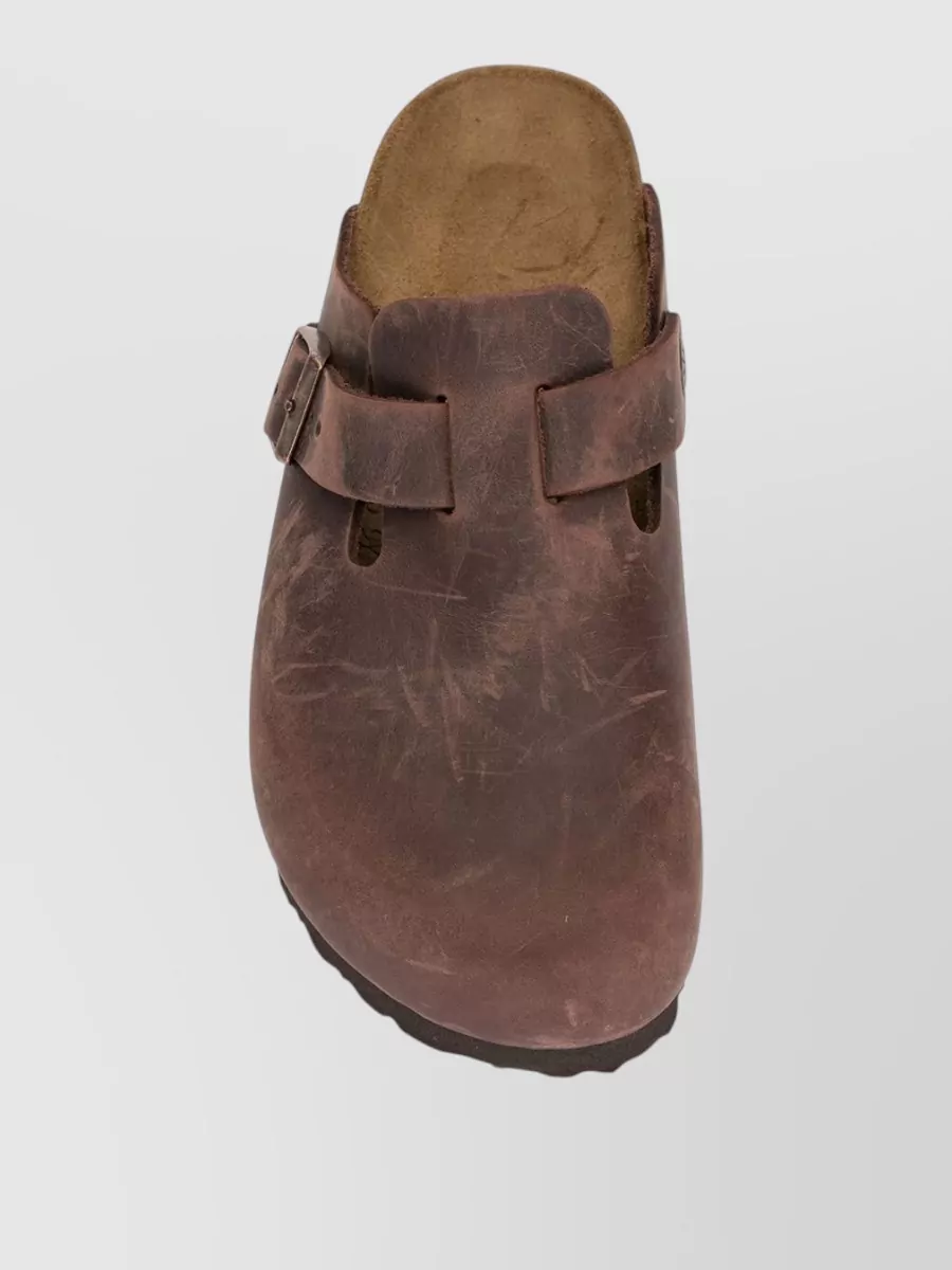 Birkenstock Suede Leather Round Toe Open Back Sandals