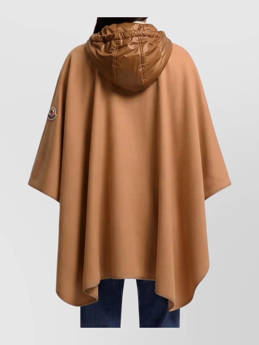 Moncler Wool-Blend Hooded Belted Padded Cape