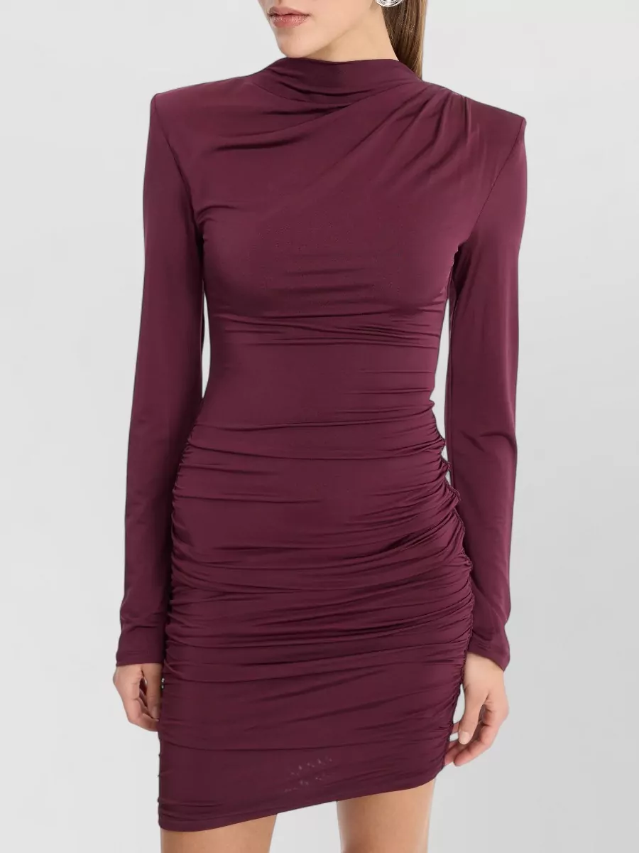 Rotate Draped Long-Sleeve Mini Dress