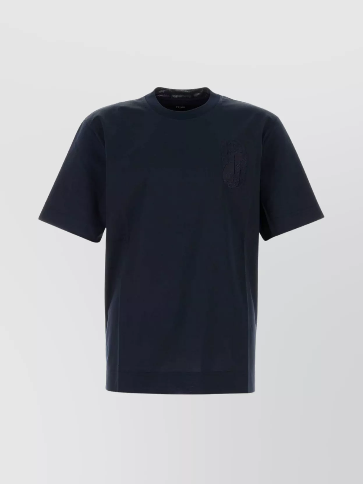Fendi Crew Neck Cotton T-shirt With Short Sleeves In Blue