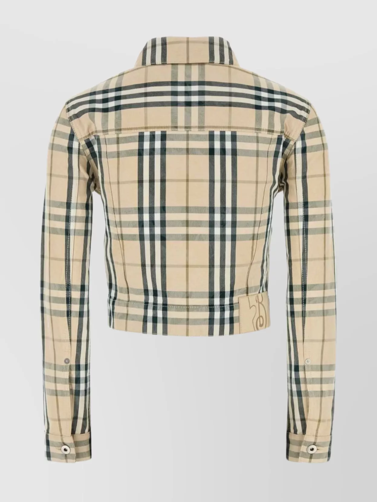 Burberry Checked Pattern Embroidered Denim Jacket In Neutral