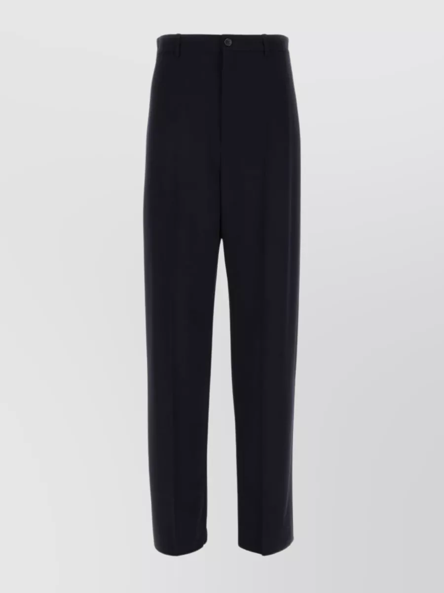 Shop Balenciaga Central Pleated Twill Trousers In Black