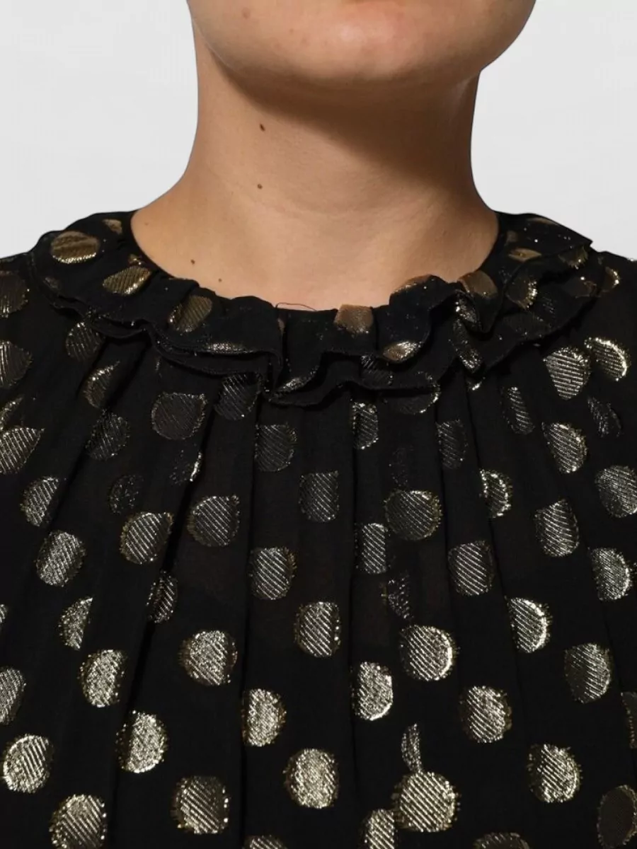 Dolce&Gabbana Silk Polka-Dot Long-Sleeve Mini Dress