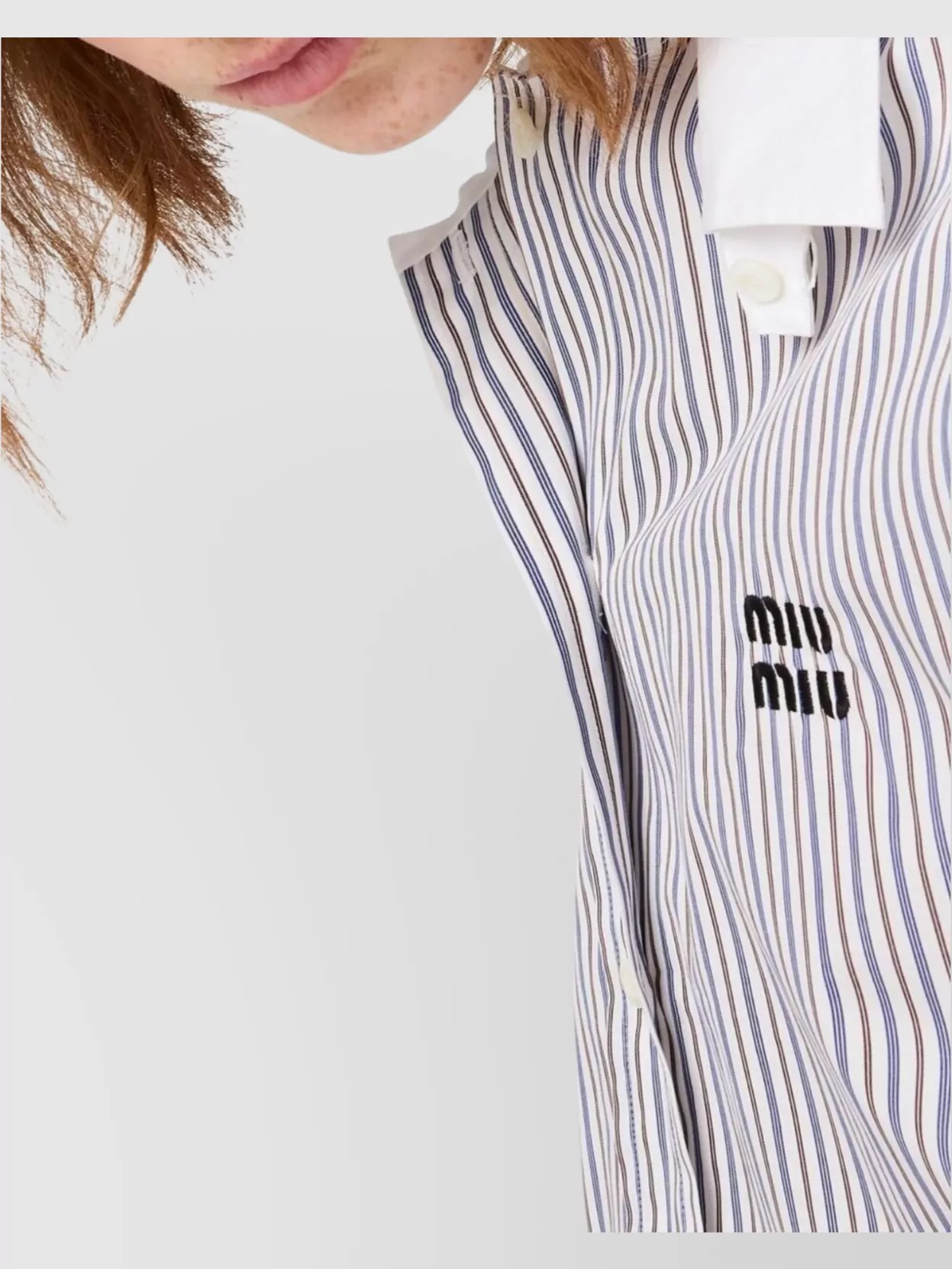 Miu Miu Striped Shirt With Collared Neck And Long Sleeves