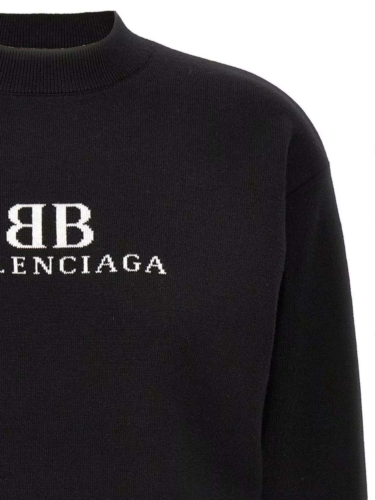 Balenciaga Logo Knitwear Sweater With Ribbed Accents