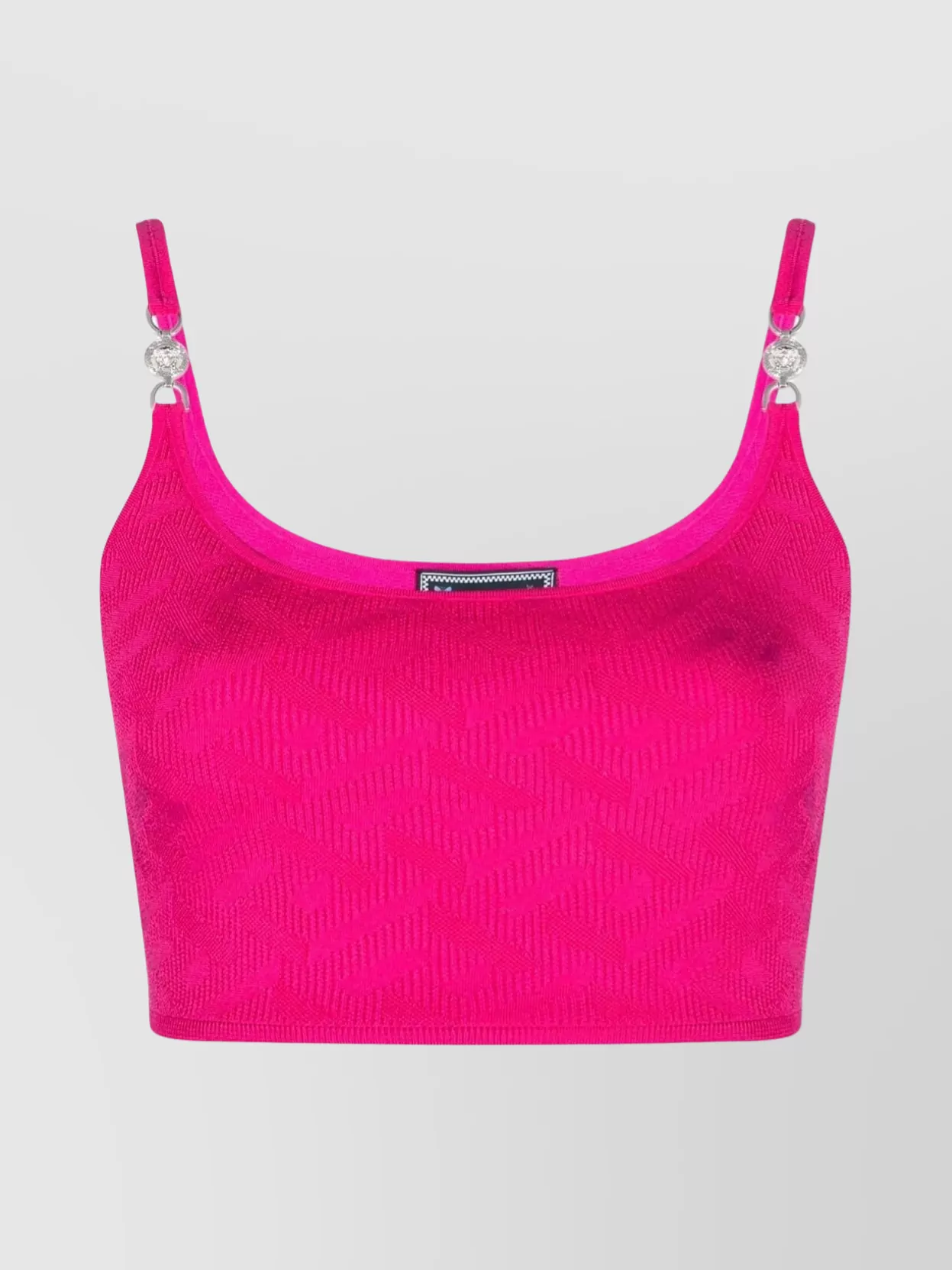 Shop Versace Plunge Neck Crop Top In Pink