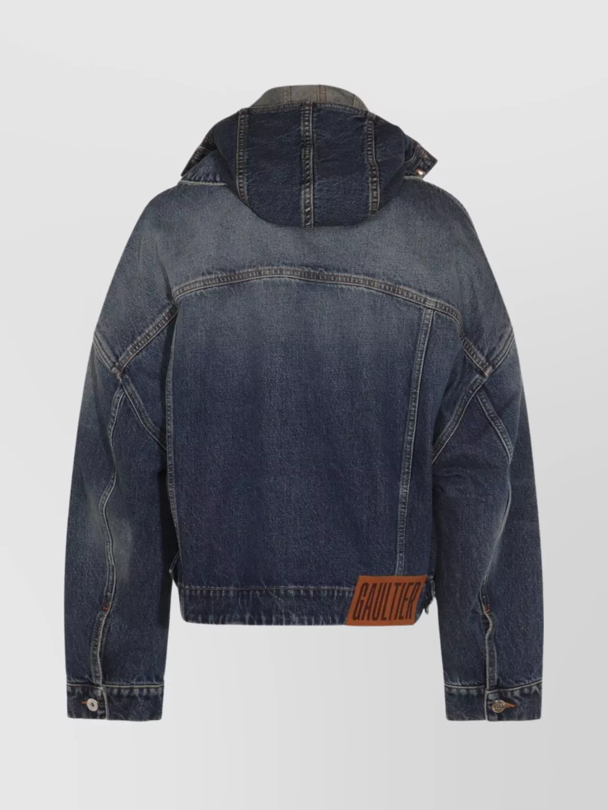 Jean Paul Gaultier Stitched Contrast Hooded Jacket With Front Pockets In Blue