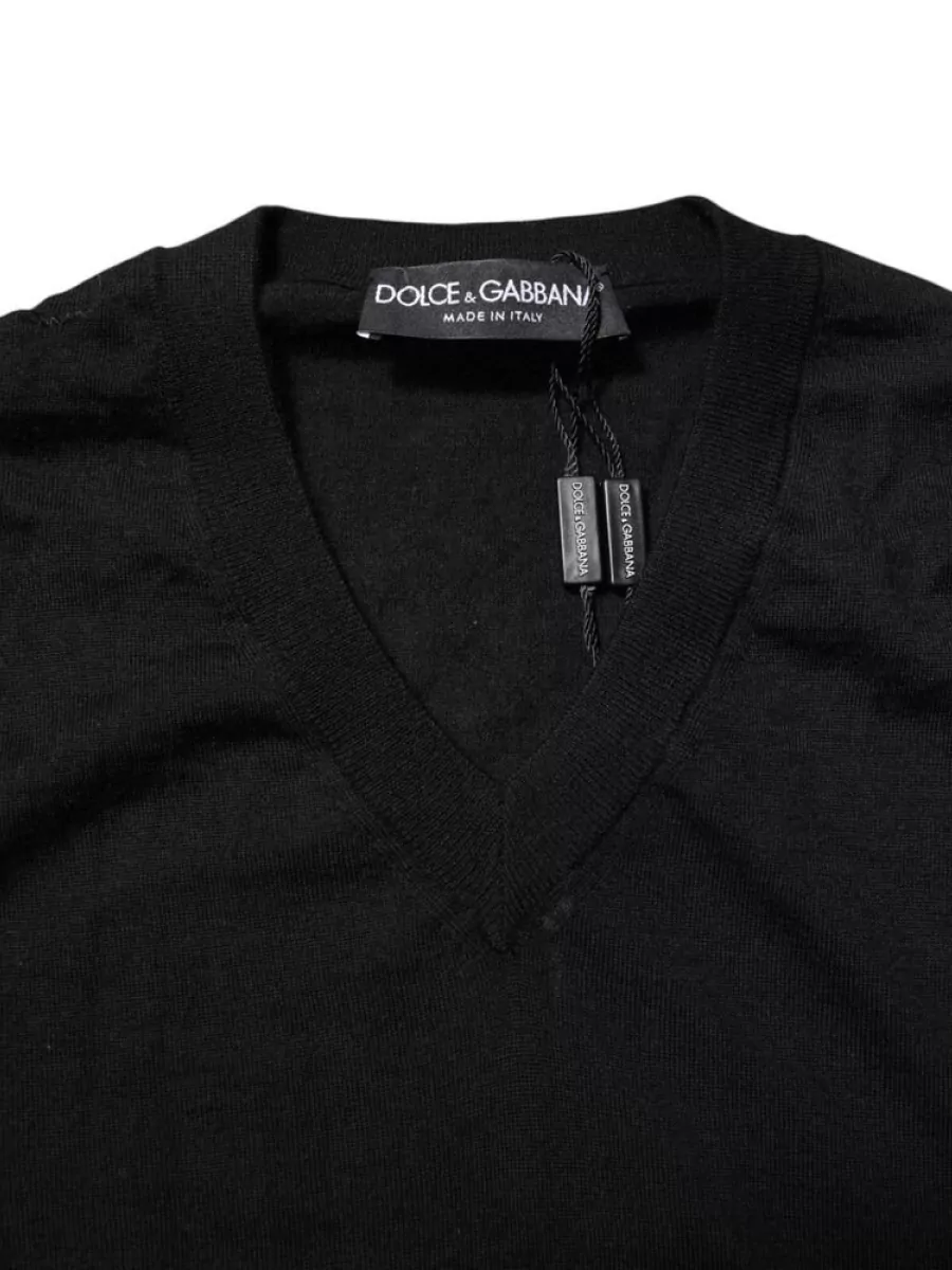 Dolce&Gabbana Virgin Wool V-Neck Long-Sleeve Sweater