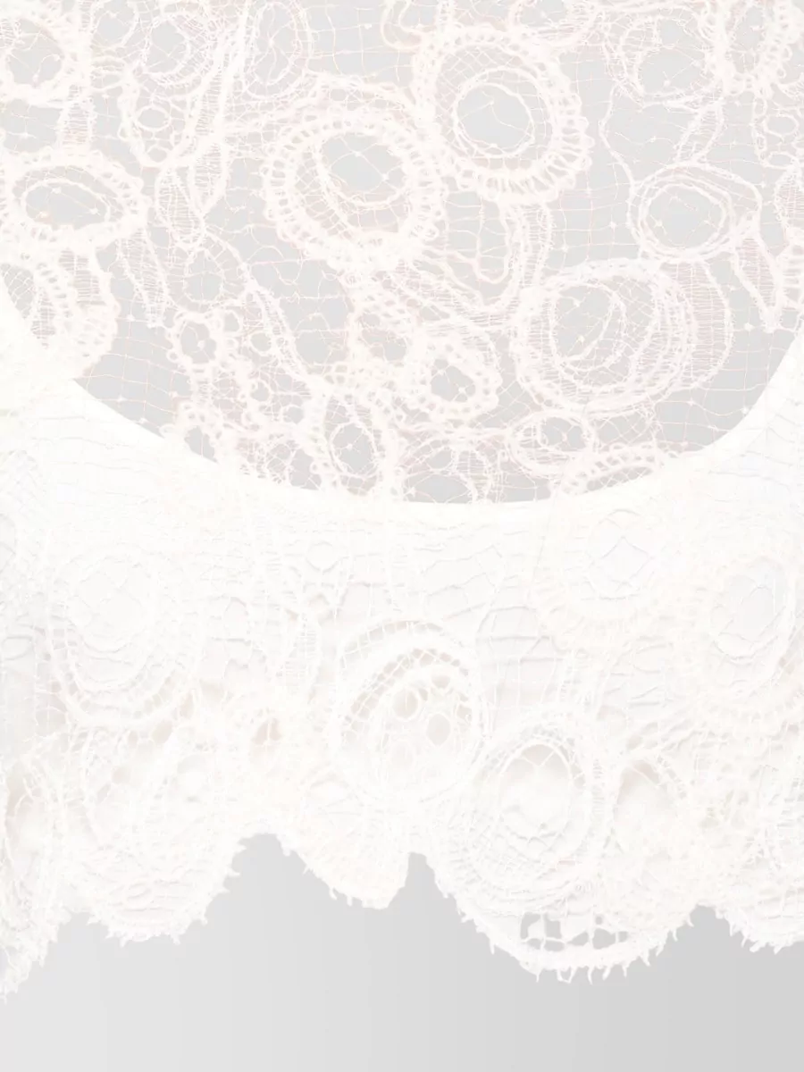 Fabiana Filippi Silk Blouse Lace Detailing Scalloped Edges