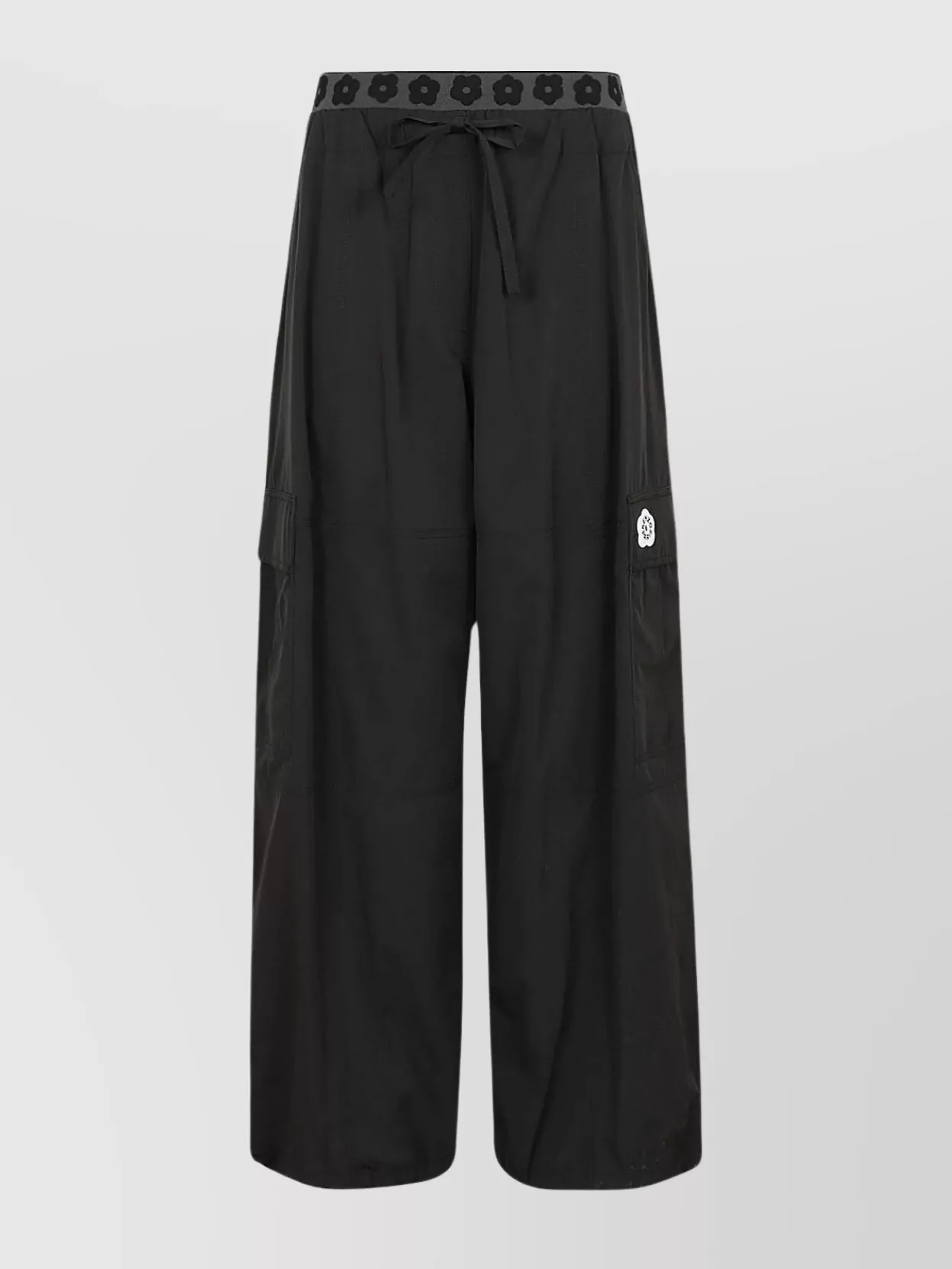 Shop Kenzo Cargo Trousers With Wide Leg And Multiple Pockets In Black