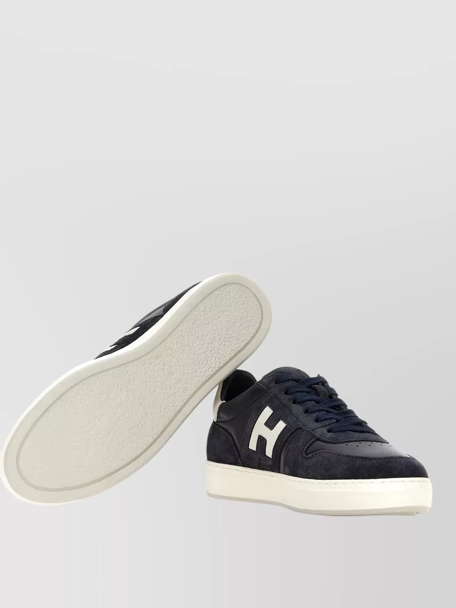 Hogan Sneakers Contrasting Sole Round Toe Suede