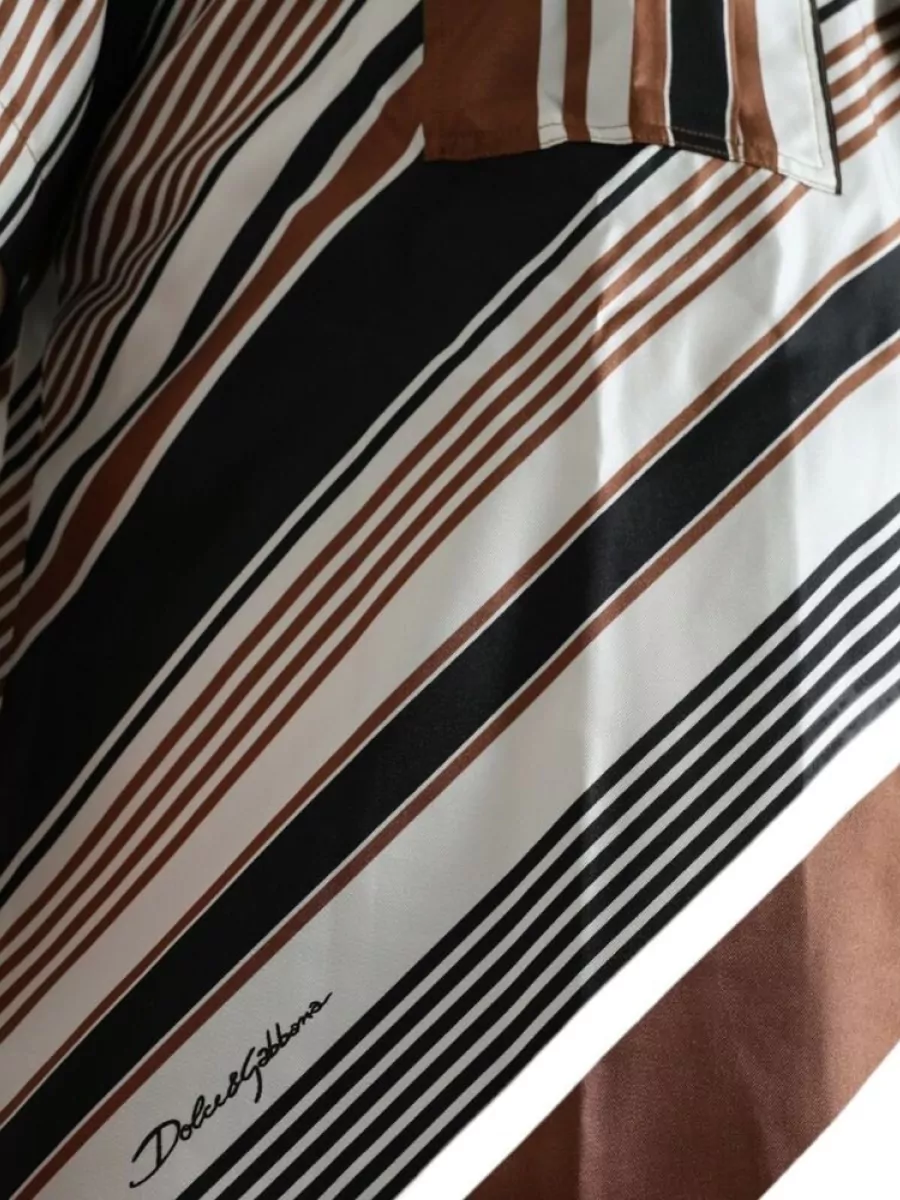 Dolce&Gabbana Silk Striped Short-Sleeve Shirt