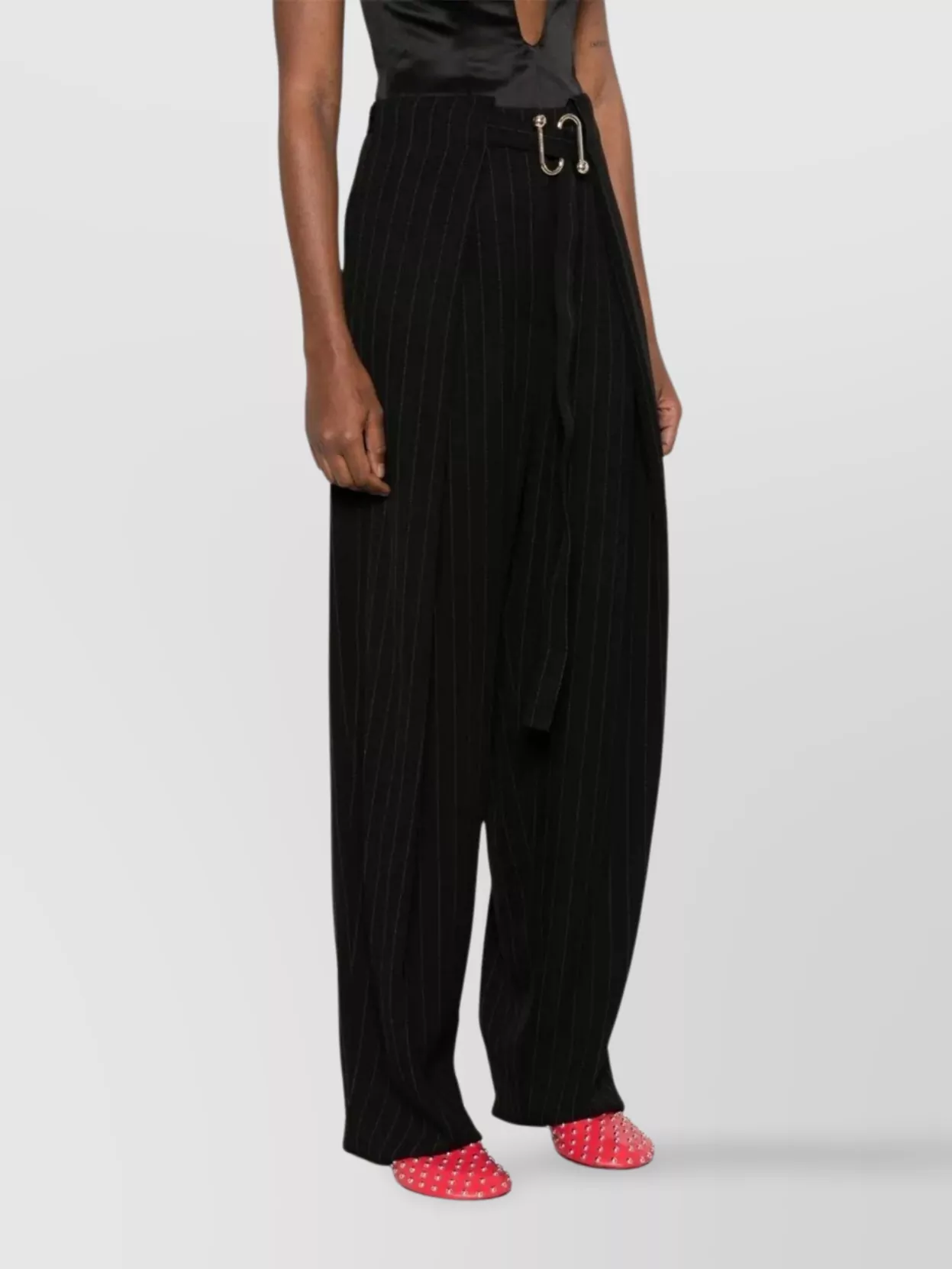 Sportmax Wide-Leg High Waist Pinstripe Trousers With Pockets