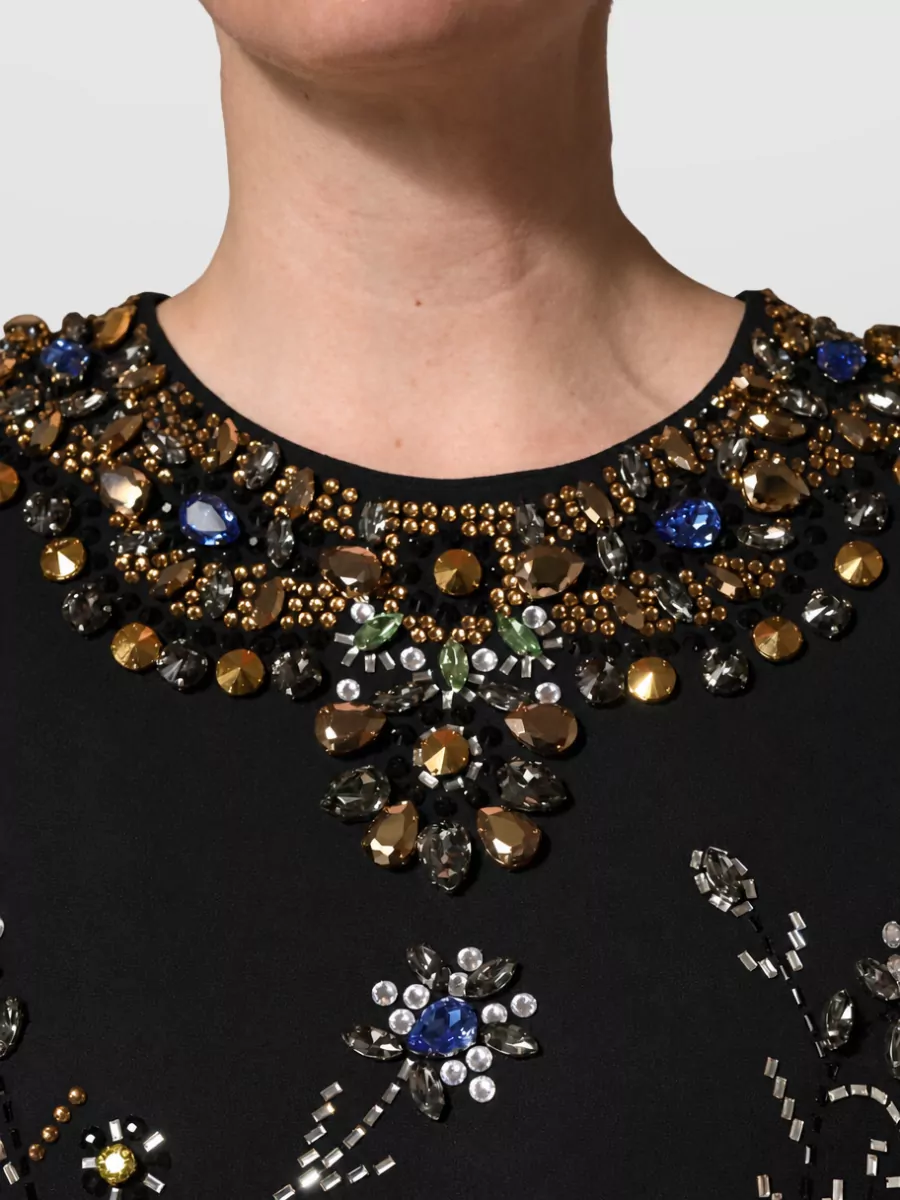 Dolce&Gabbana Sleeveless Floral Bead Embellished Mini Dress