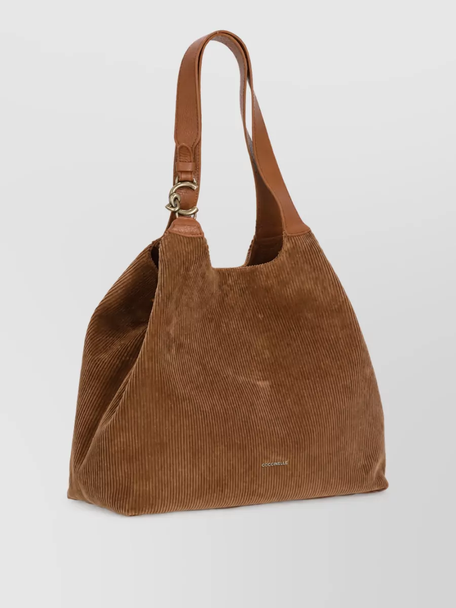 Coccinelle Corduroy Leather Shoulder Bag